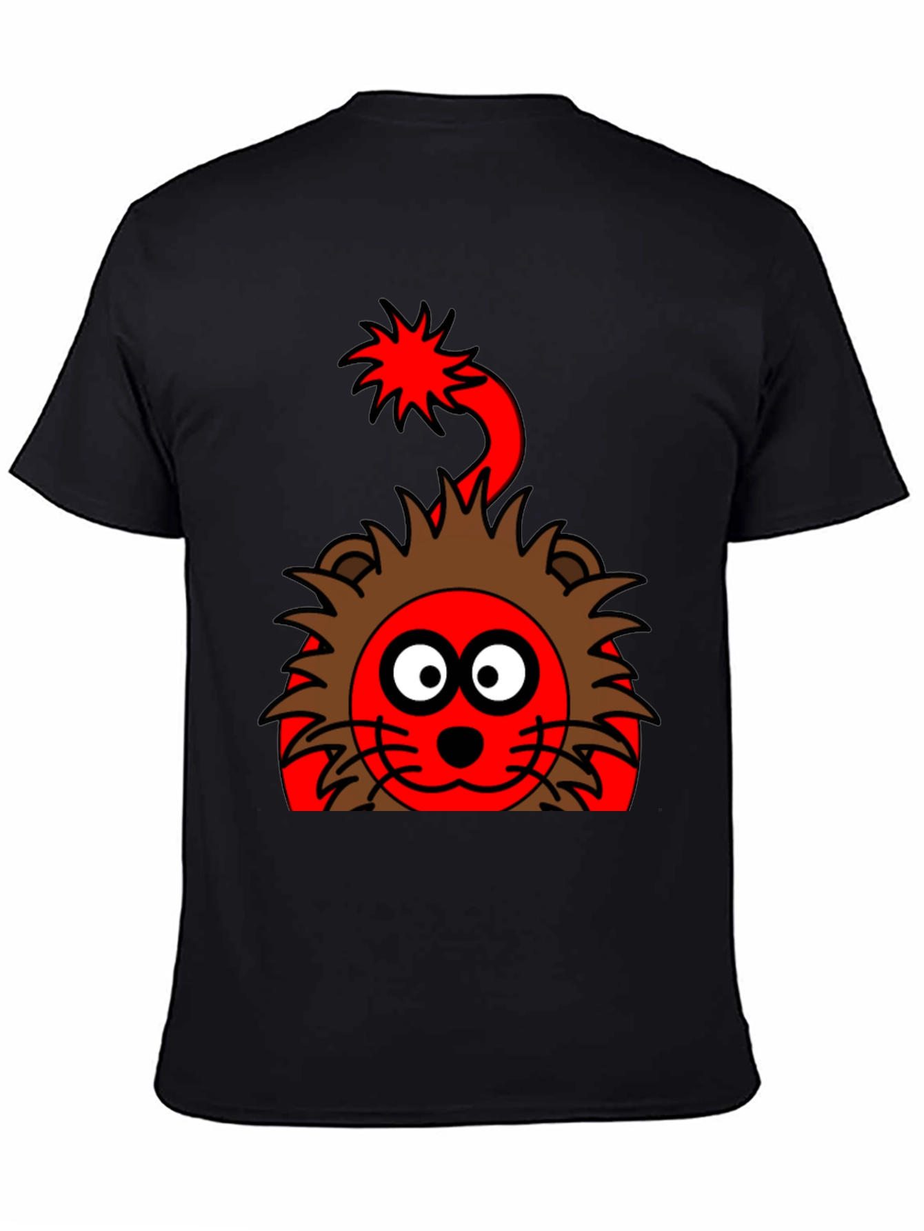 Black Cartoon Lion Graphic Tee - Fun & Unique Design view 4
