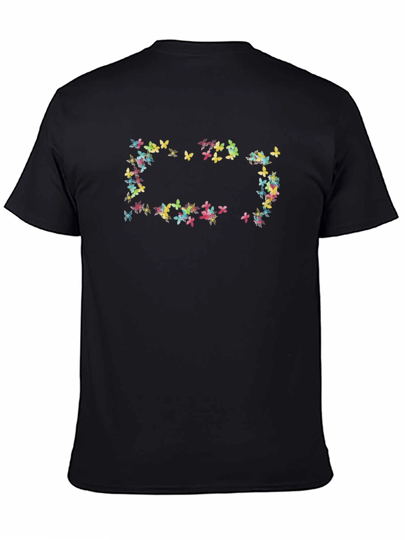 Black Butterfly Print Black T-Shirt view 4