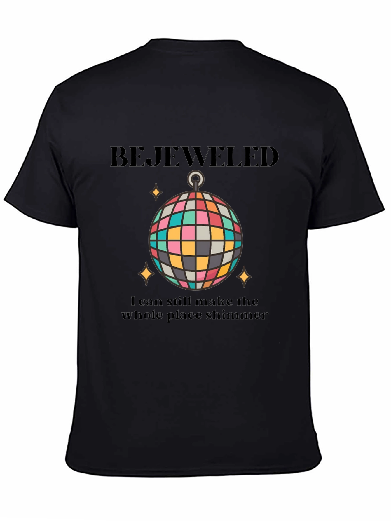 Black Bejeweled Disco Ball Graphic Tee view 4