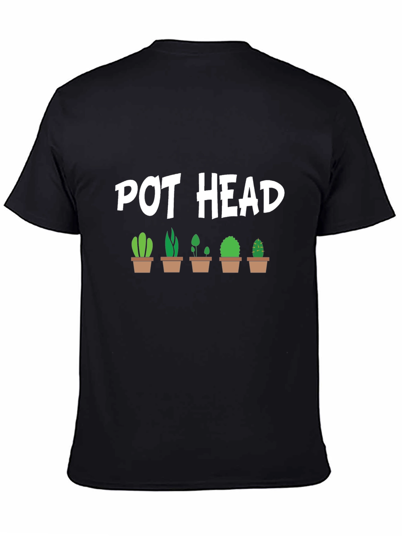 Black Pot Head Cactus T-Shirt - Novelty Graphic Tee view 4