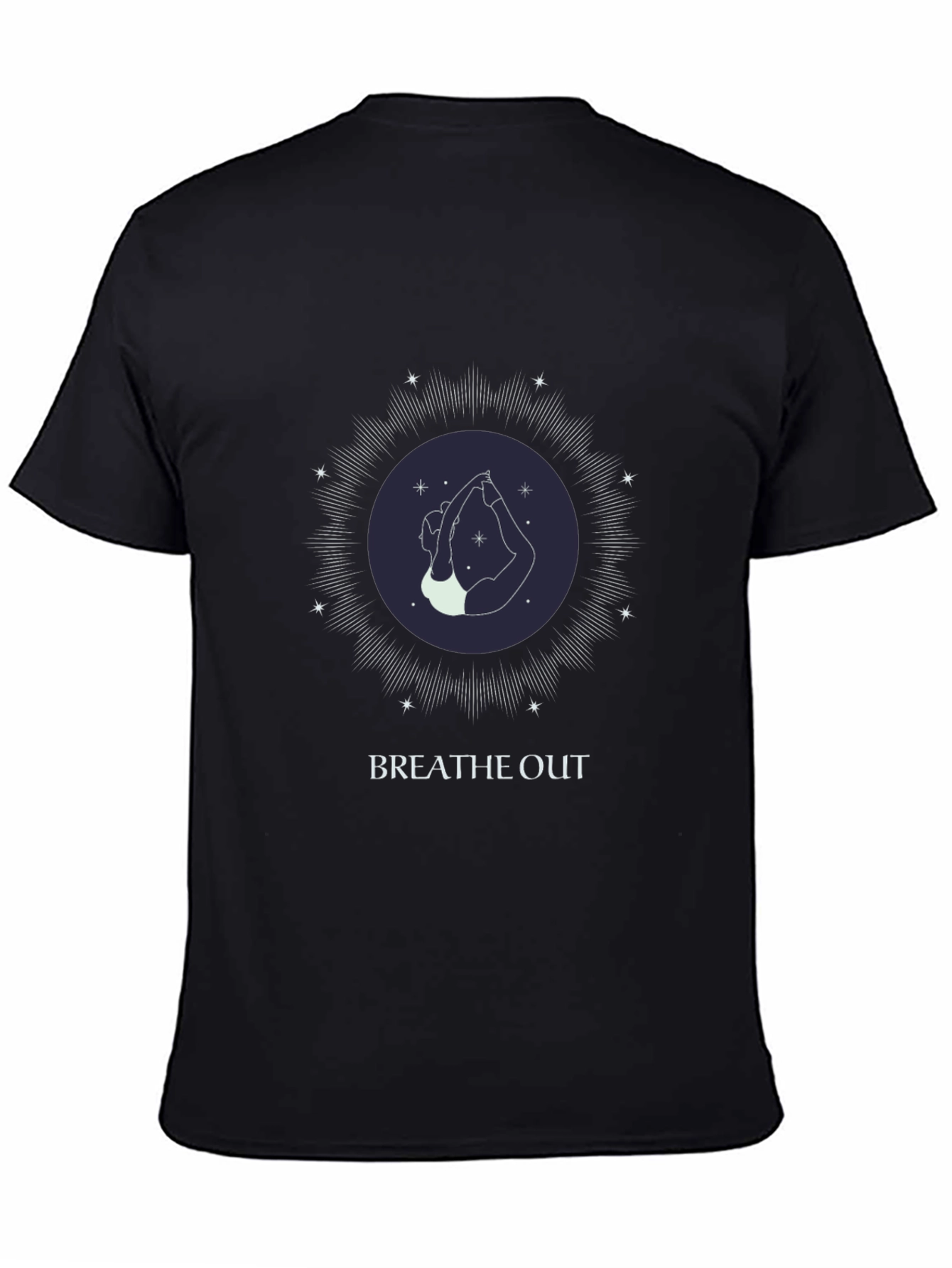 Black Breathe Out Yoga T-Shirt - Unisex Graphic Tee view 4