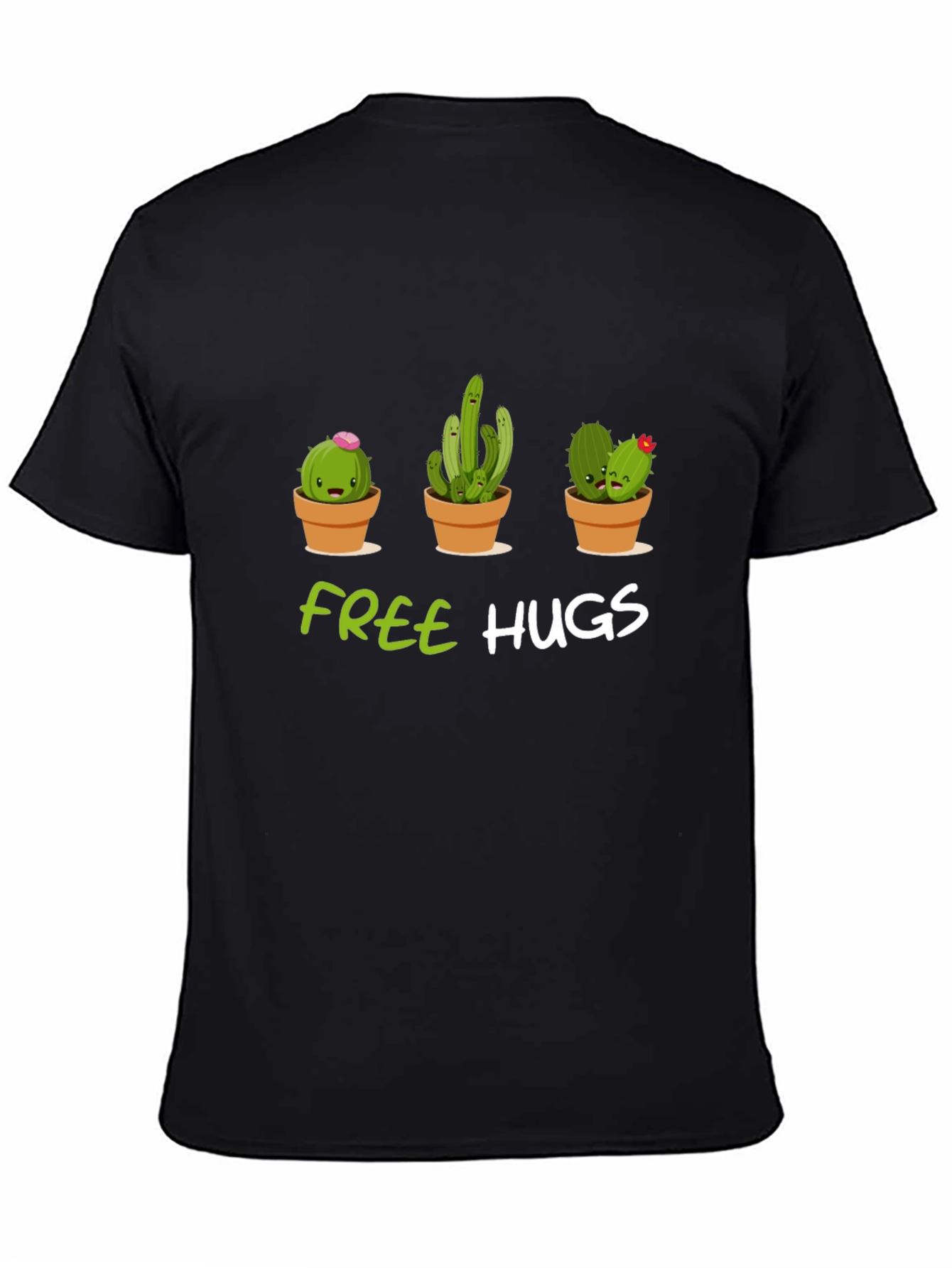 Black Cactus Free Hugs Graphic T-Shirt view 4