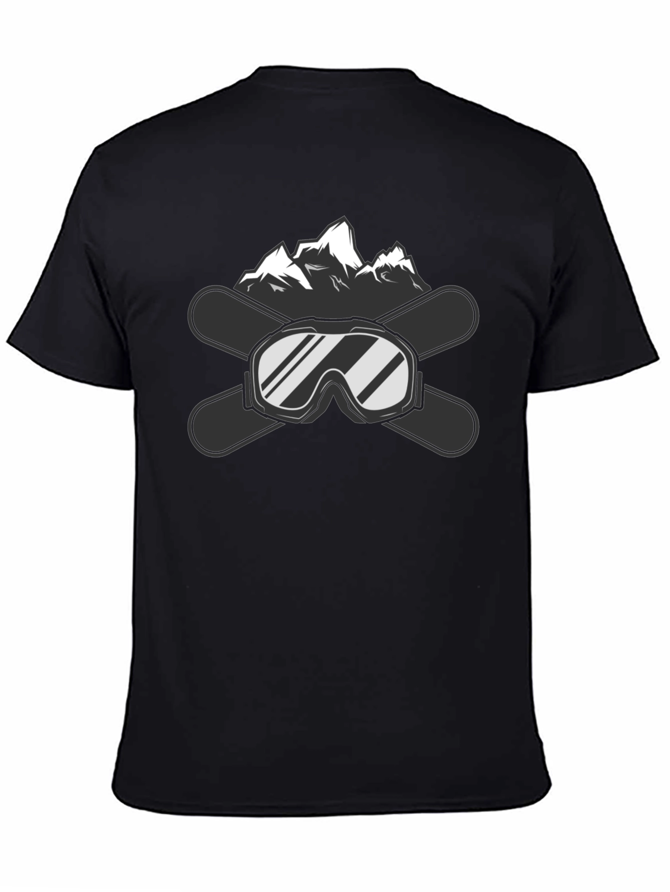 Black Snow Sport Tee: Ski Goggles and Mountain Graphic view 4