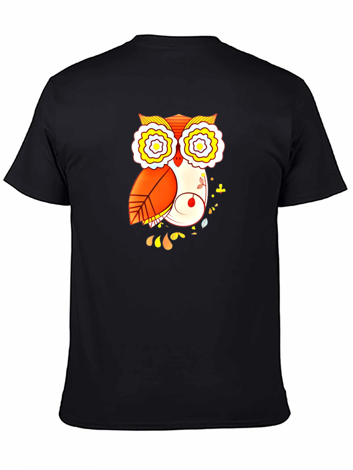 Black Owl Graphic Print Black T-Shirt view 4
