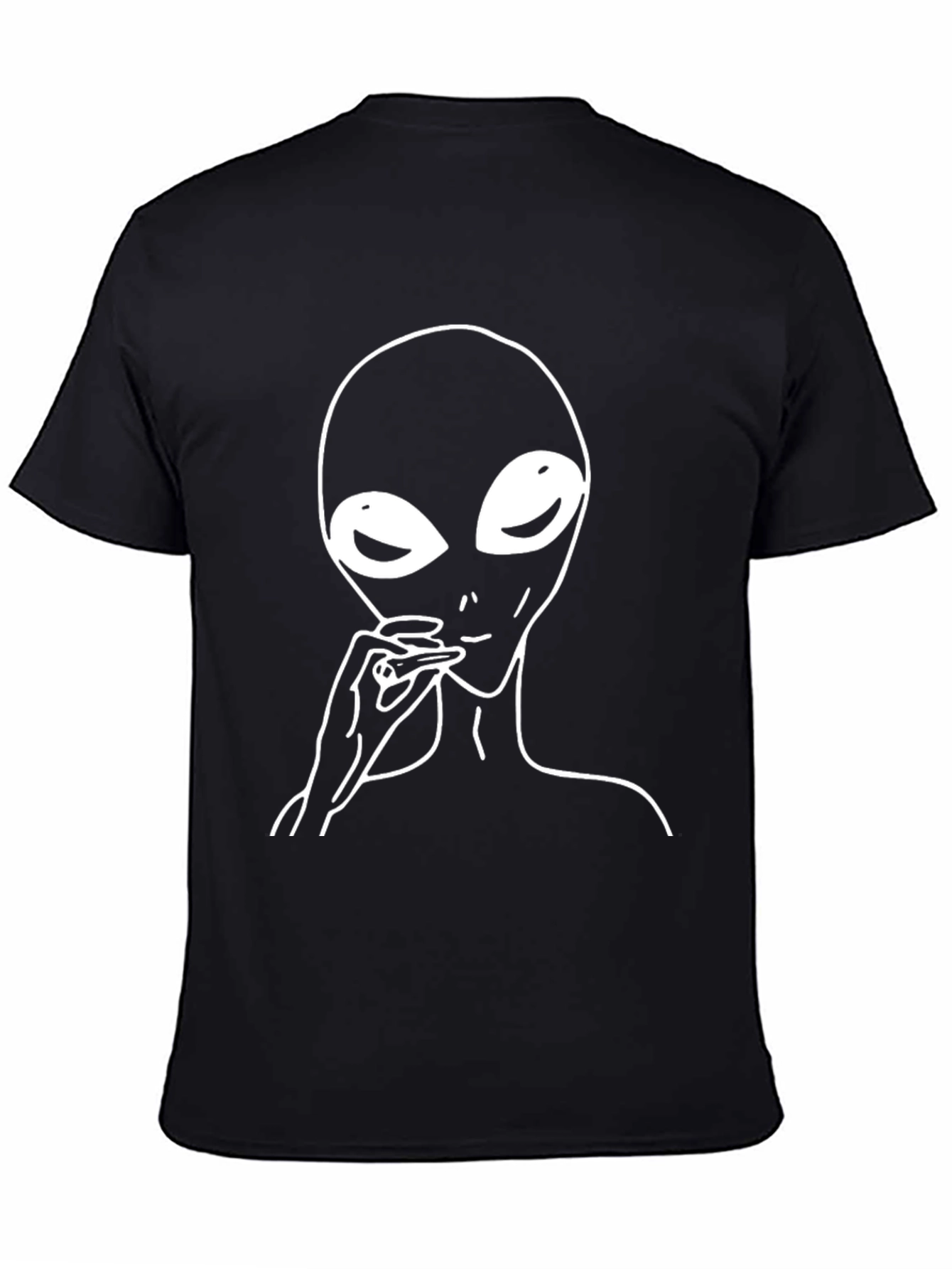 Black Alien Smoking Black T-Shirt view 4