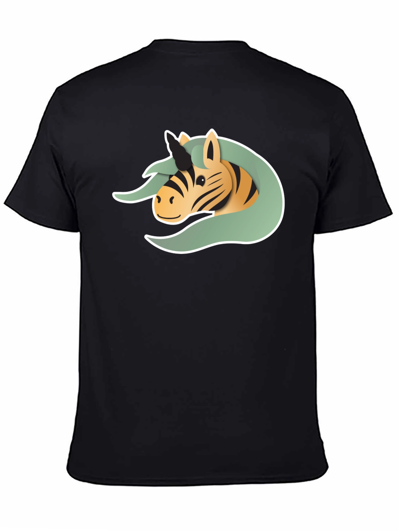 Black Unicorn Zebra Graphic Tee - Black Cotton T-Shirt view 4