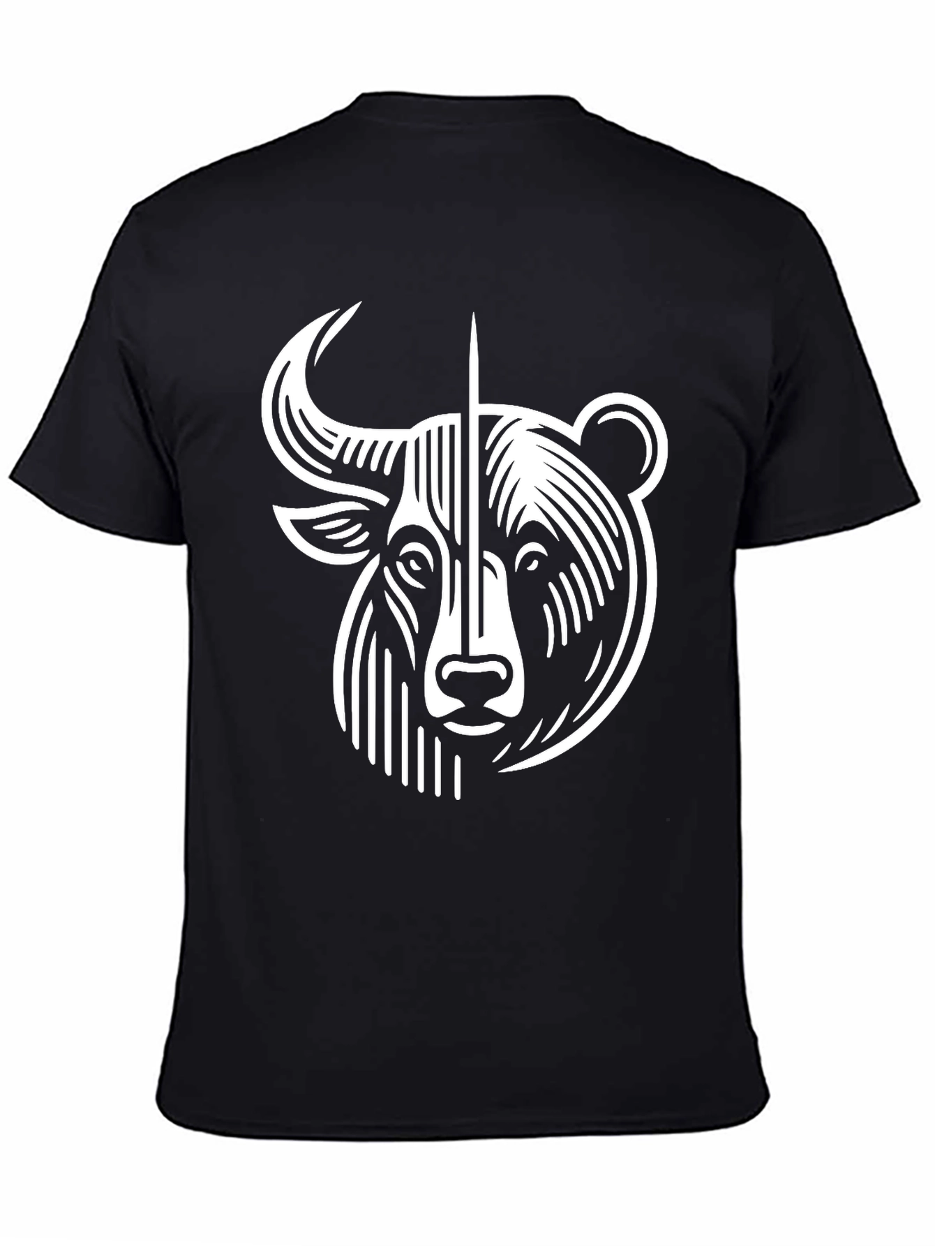 Black Bull and Bear Graphic Tee - Black Cotton Blend view 4