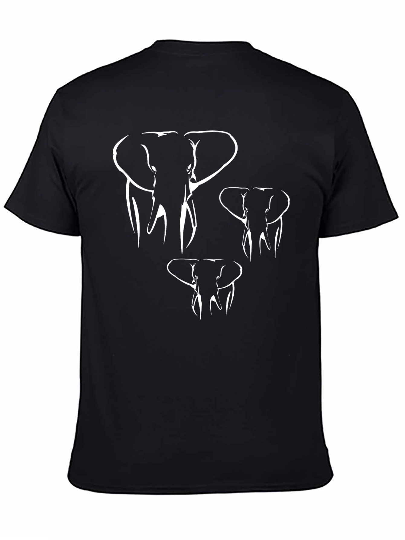 Black Elephant Outline Graphic Tee - Casual Black T-Shirt view 4