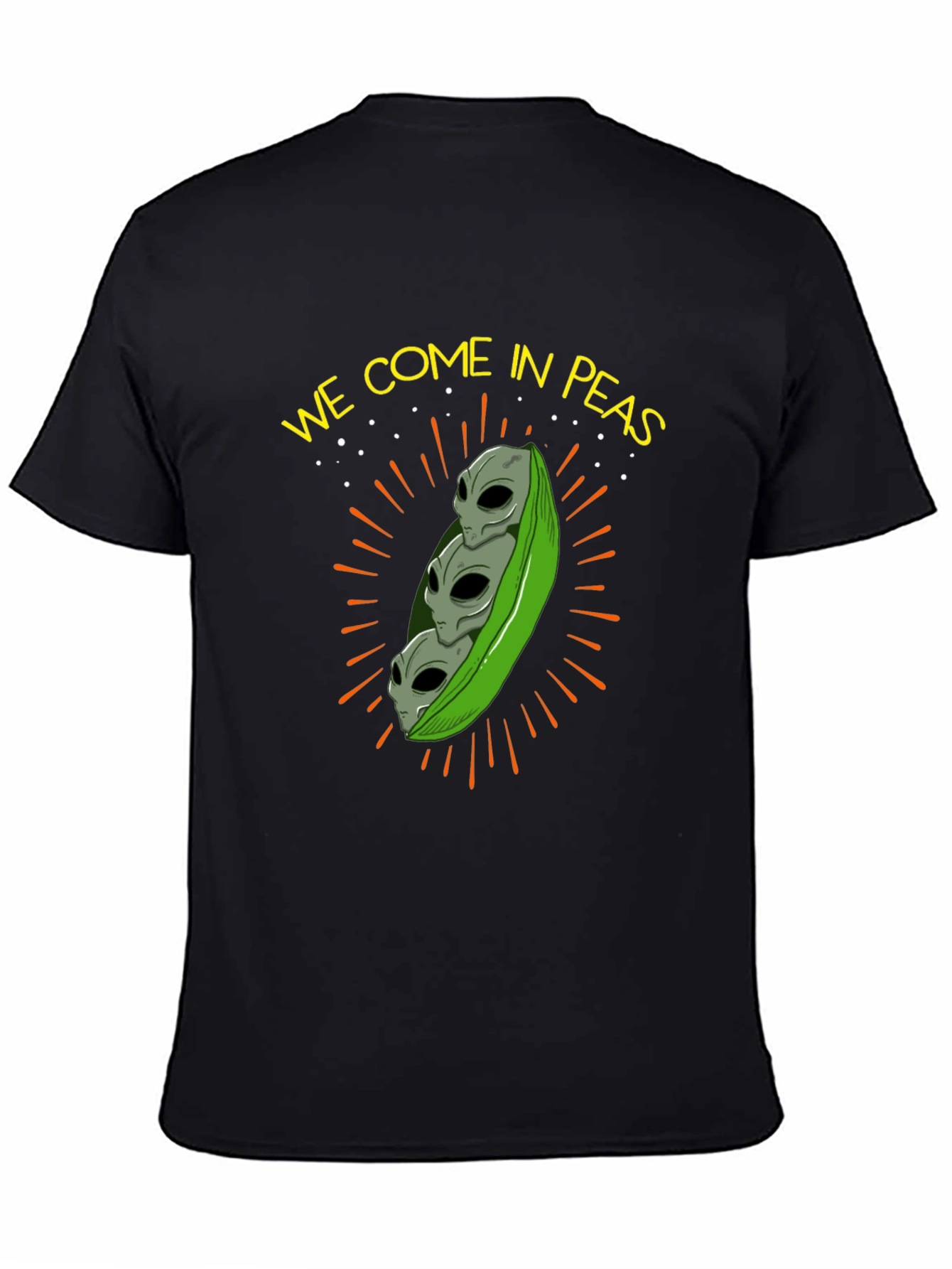 Black We Come In Peas Alien T-Shirt view 4