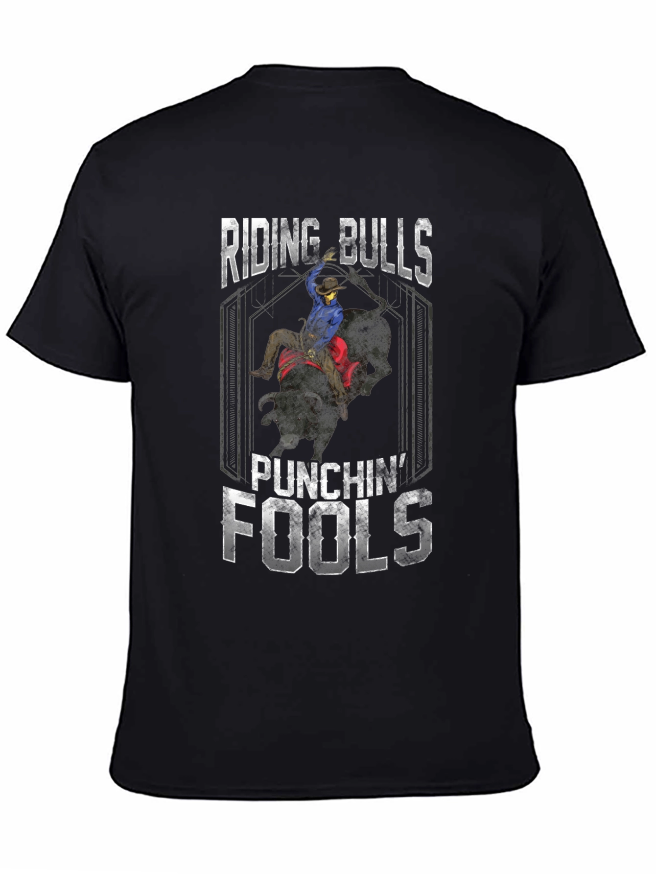 Black Riding Bulls Punchin' Fools Graphic Tee view 4