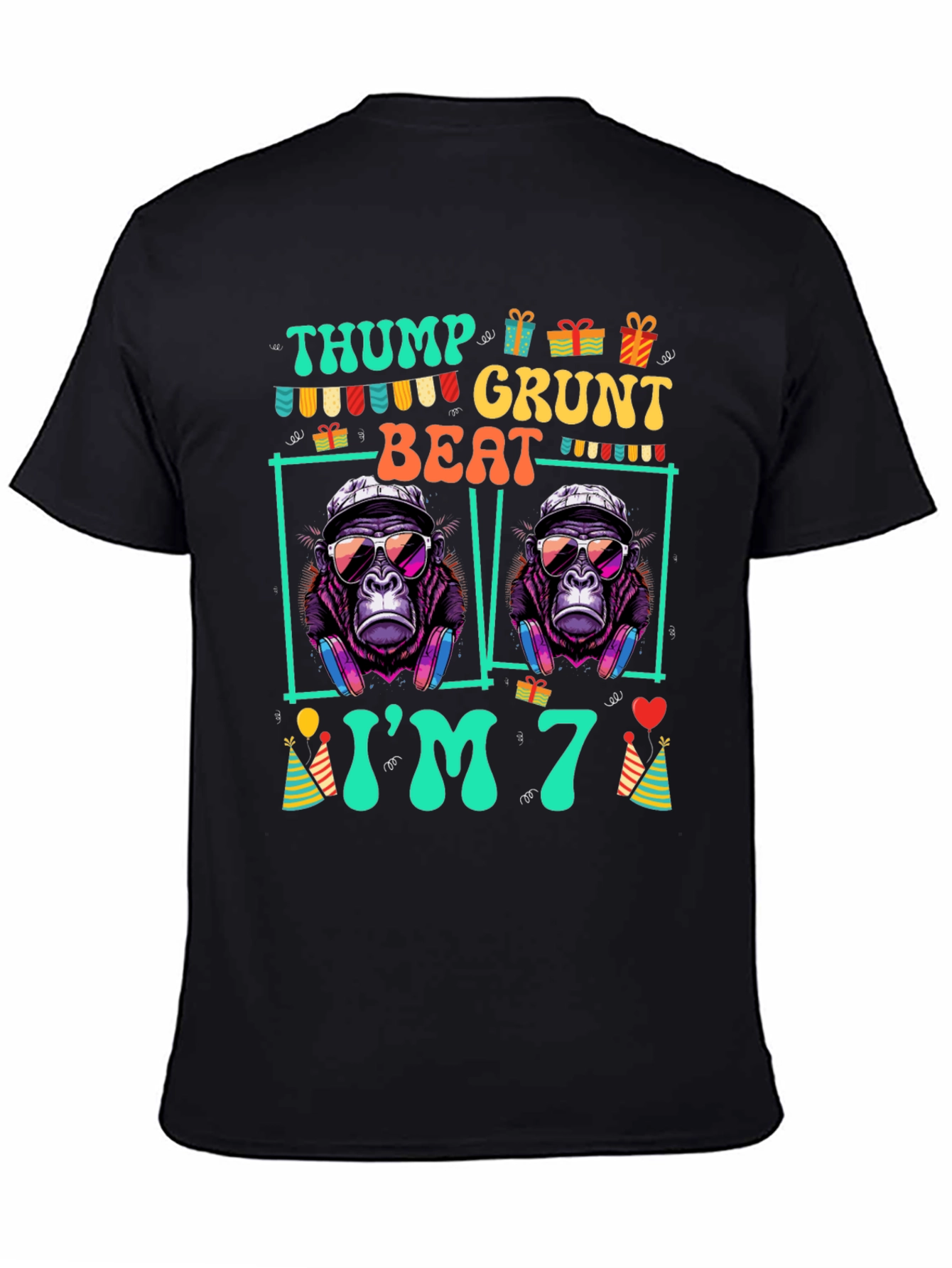 Black Thump Grunt Beat I'm 7 T-Shirt view 4