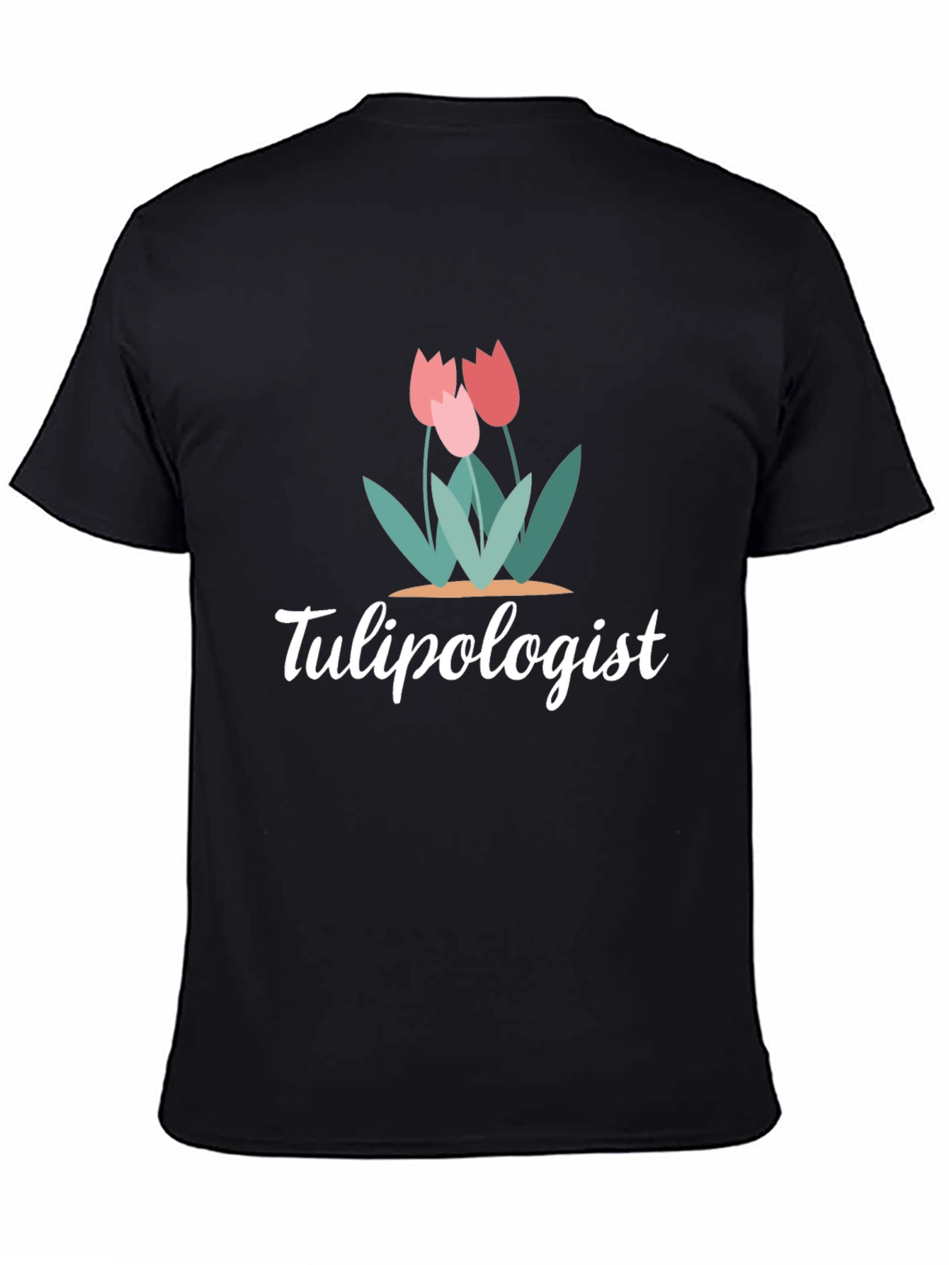Black Tulipologist Graphic T-Shirt, Floral Design view 4