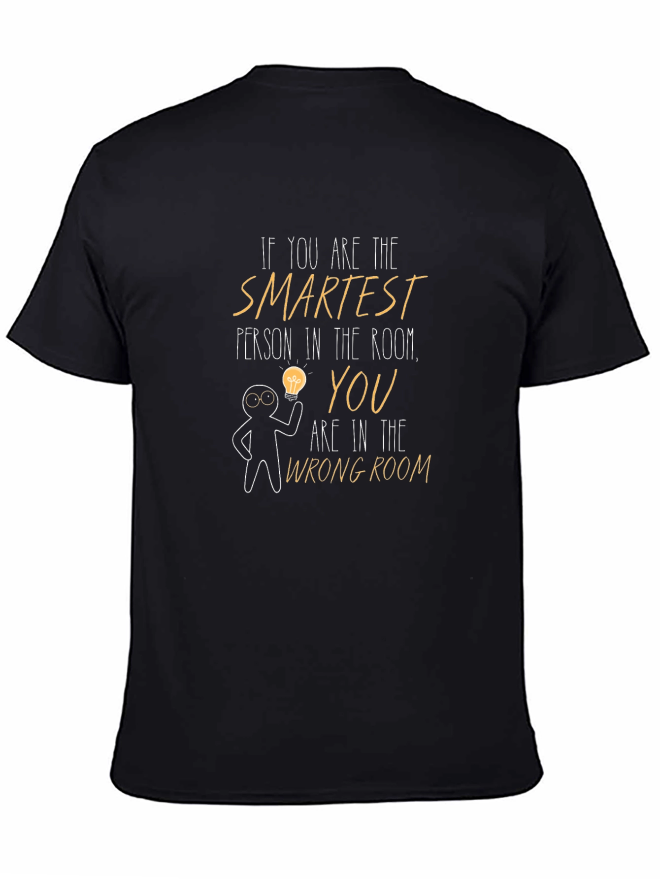 Black Smartest Person T-Shirt - Brainy Humor Tee view 4