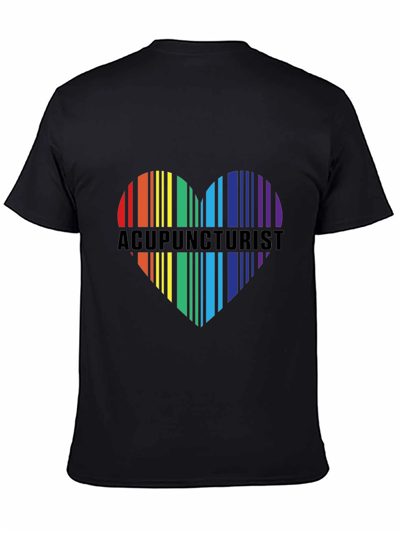 Black Acupuncturist Rainbow Heart T-Shirt view 4