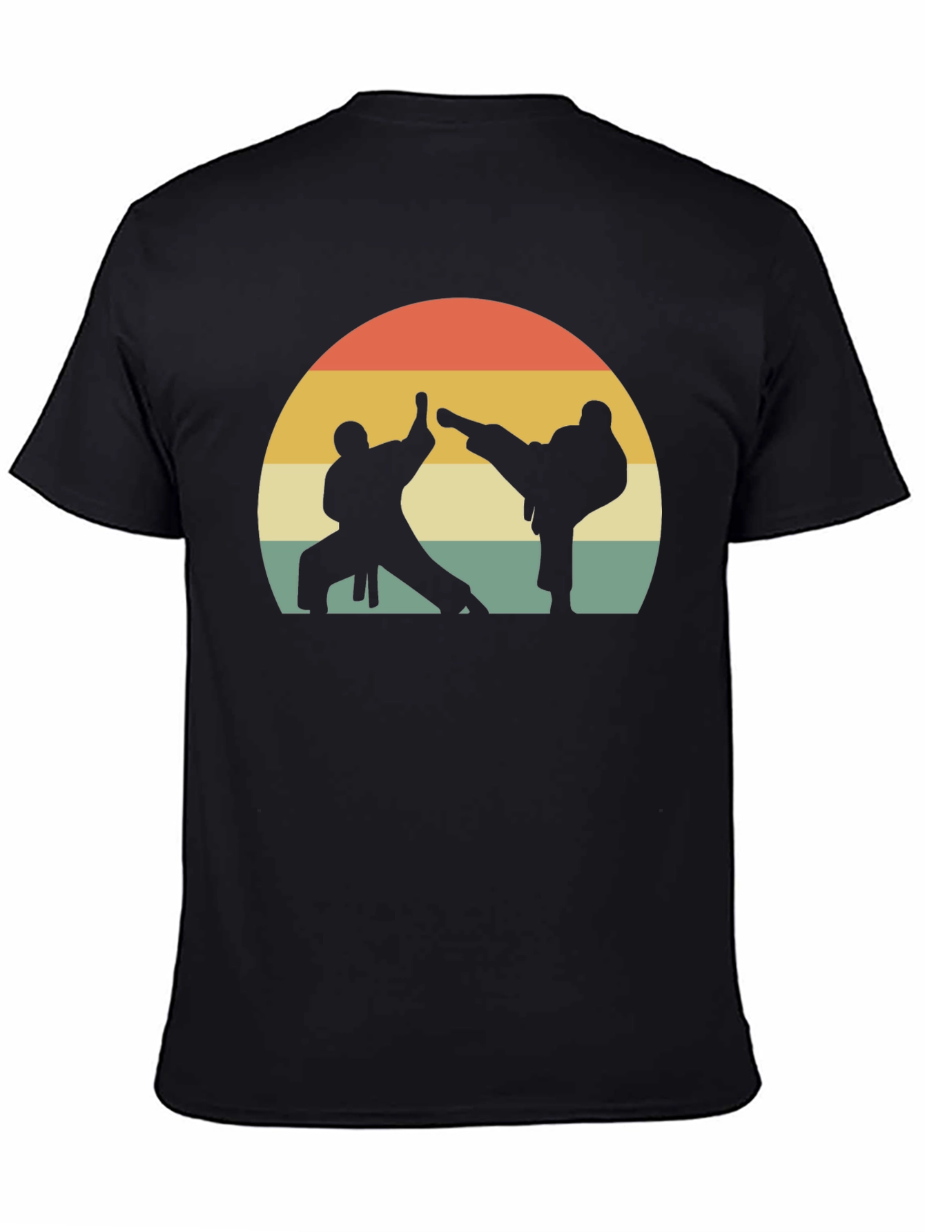 Black Karate Silhouette Graphic Tee view 4