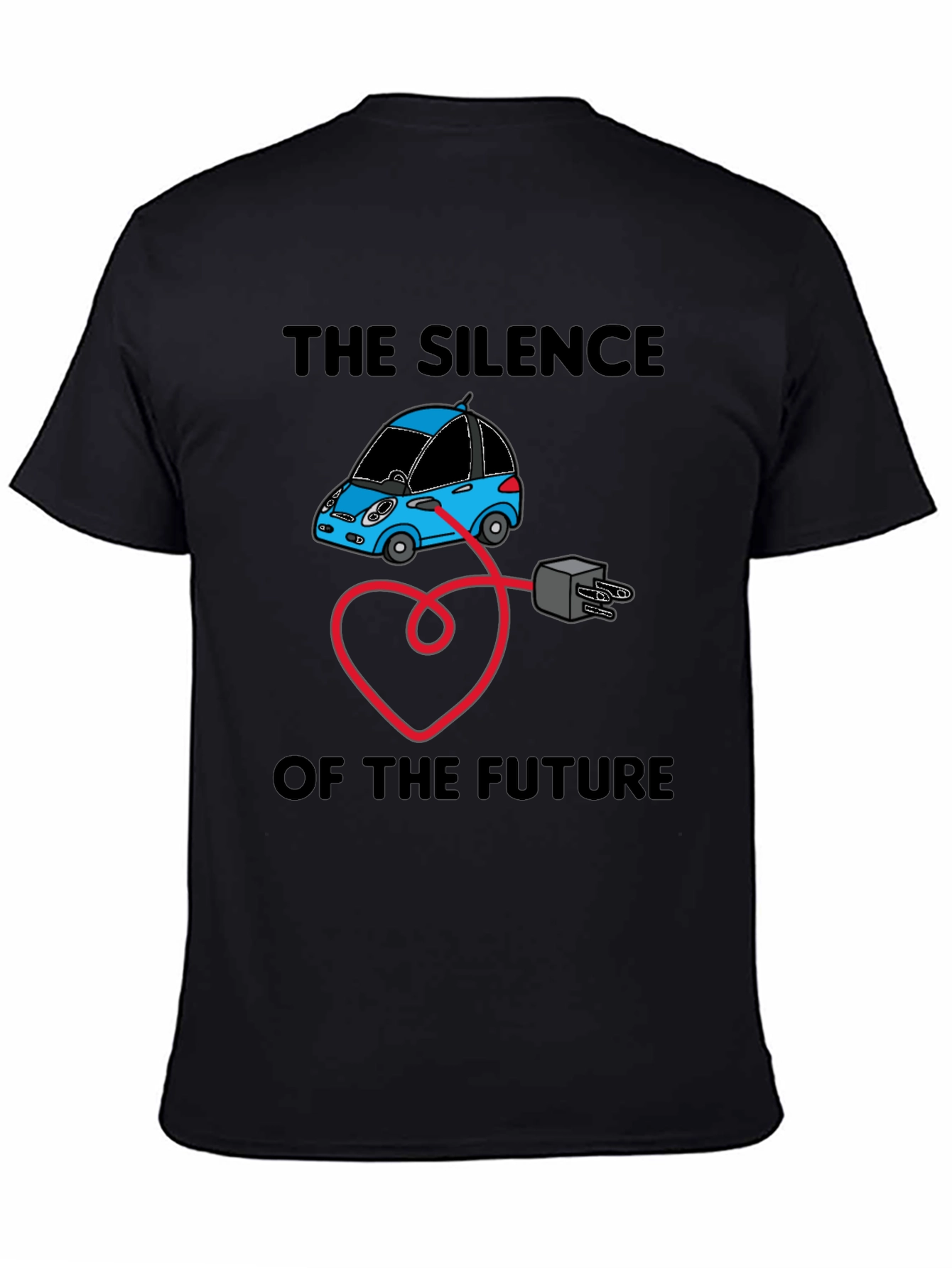 Black Electric Car T-Shirt - Silence of the Future view 4