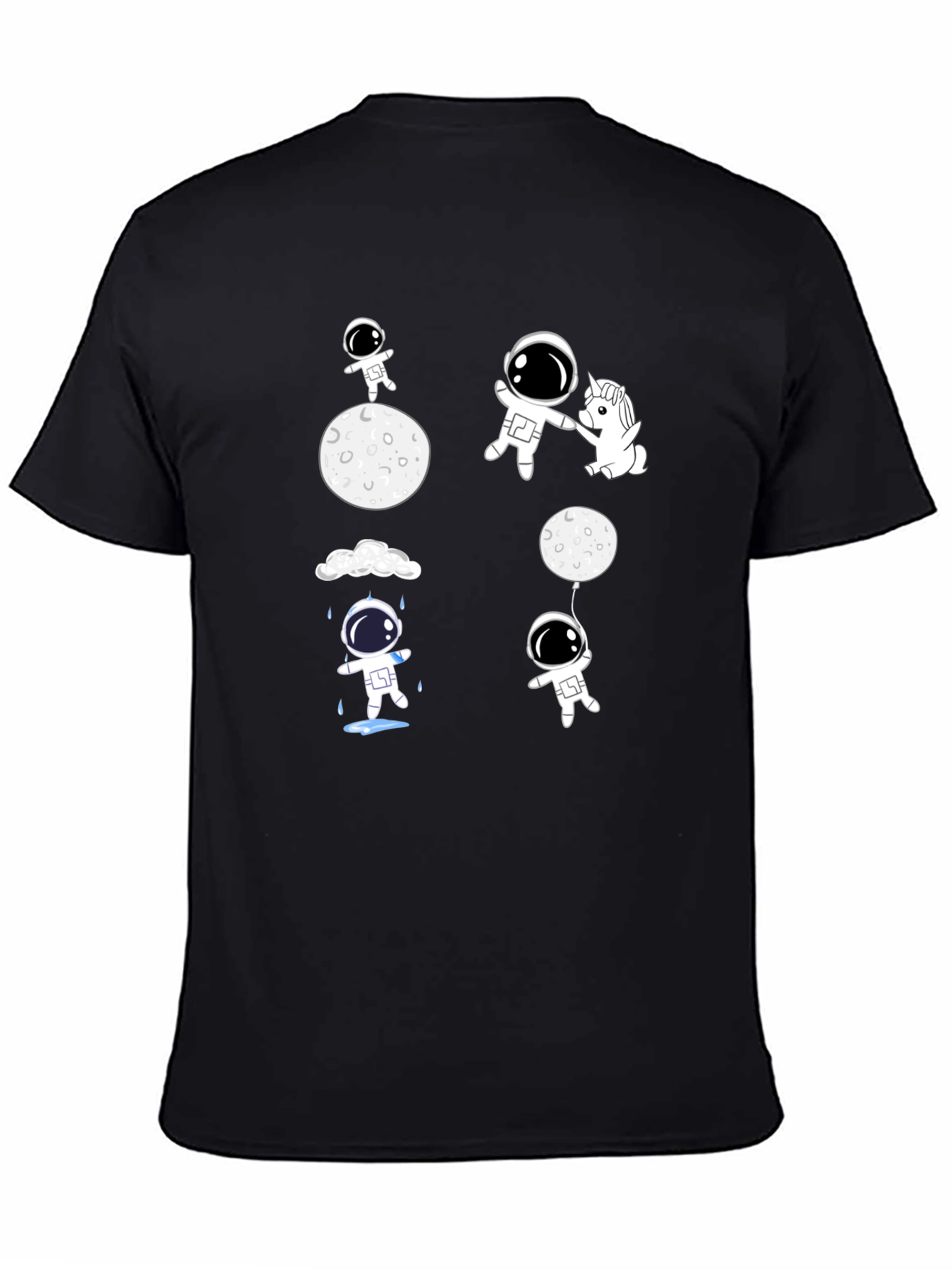 Black Astronaut & Unicorn Graphic Tee - Space Adventures view 4