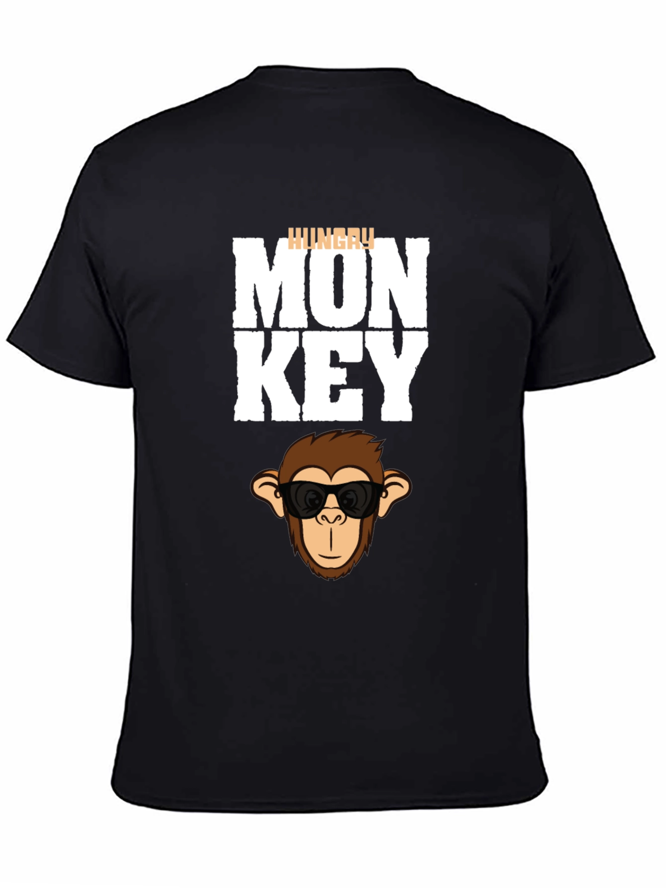 Black Hungry Monkey Graphic T-Shirt - Cool Cartoon Ape Tee view 4