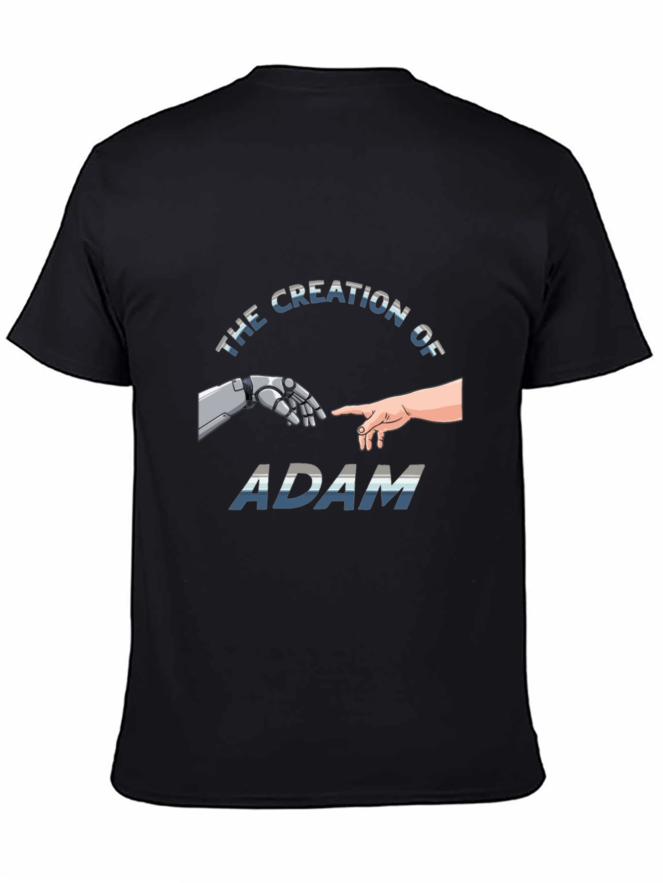 Black Creation of Adam Robot Touch T-Shirt view 4