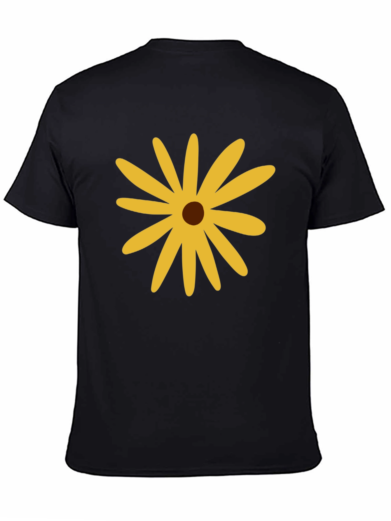 Black Black T-Shirt with Yellow Flower view 4