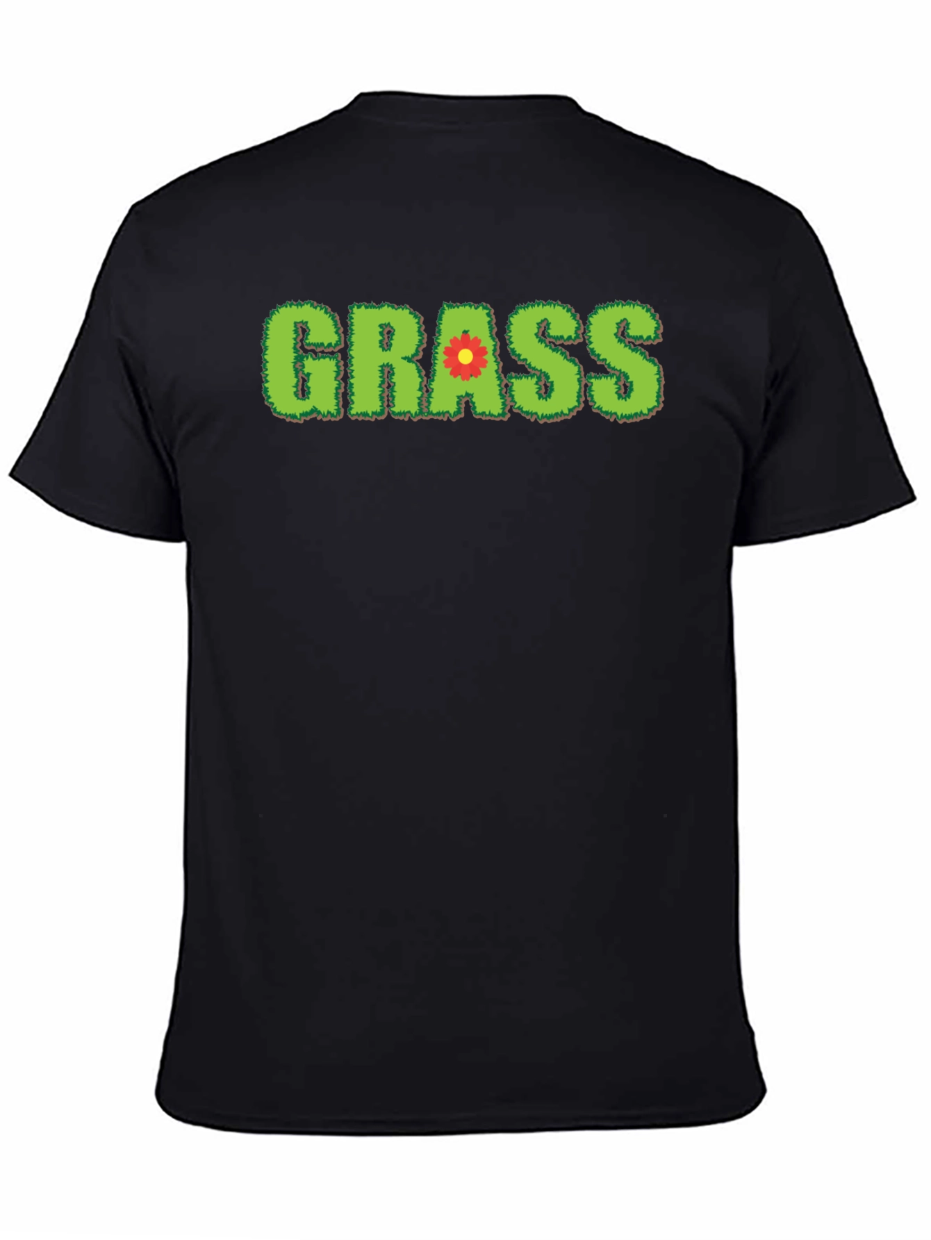 Black Novelty Grass Graphic T-Shirt - Black Cotton Blend view 4