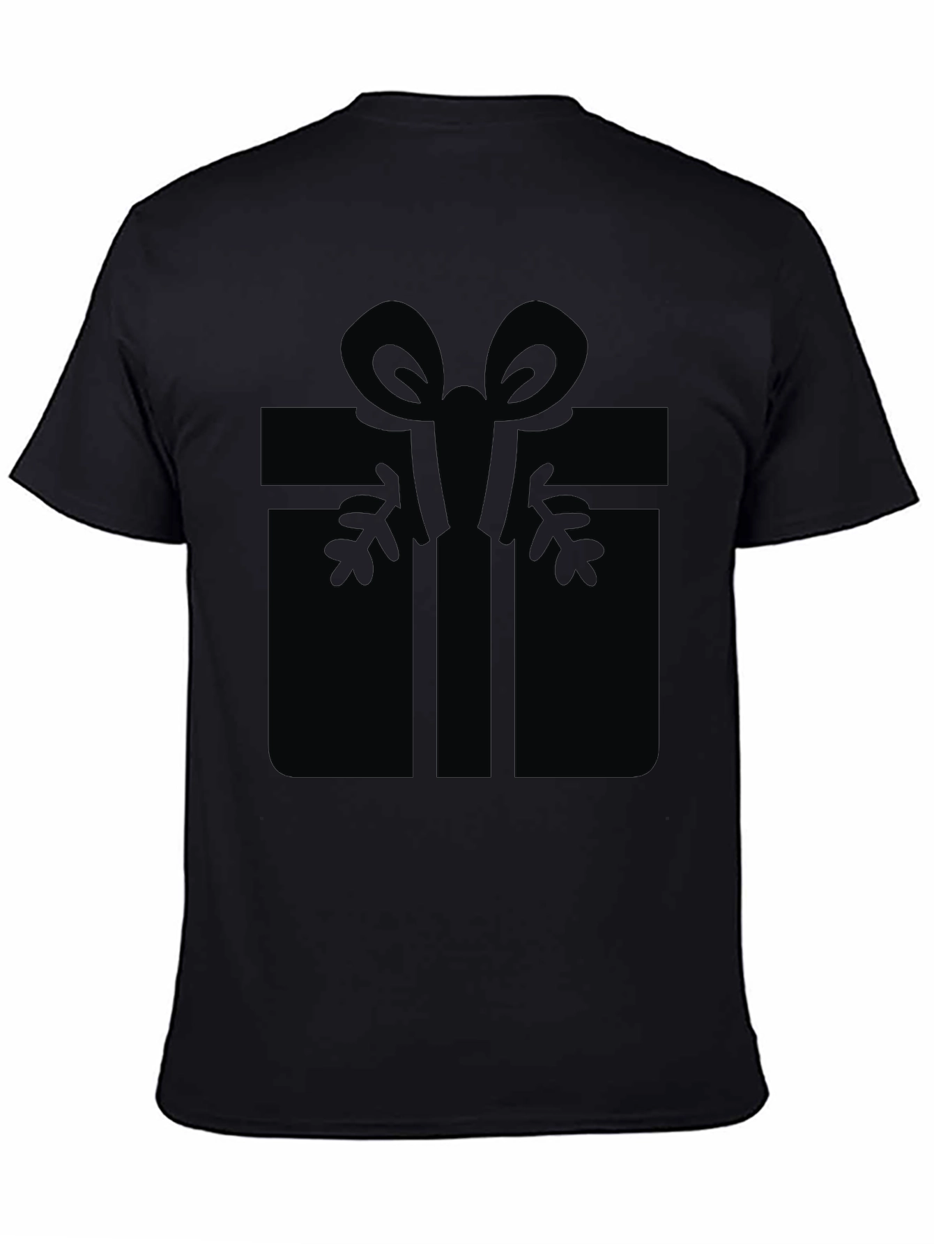 Black Festive Gift Graphic Tee - Black Cotton Blend view 4