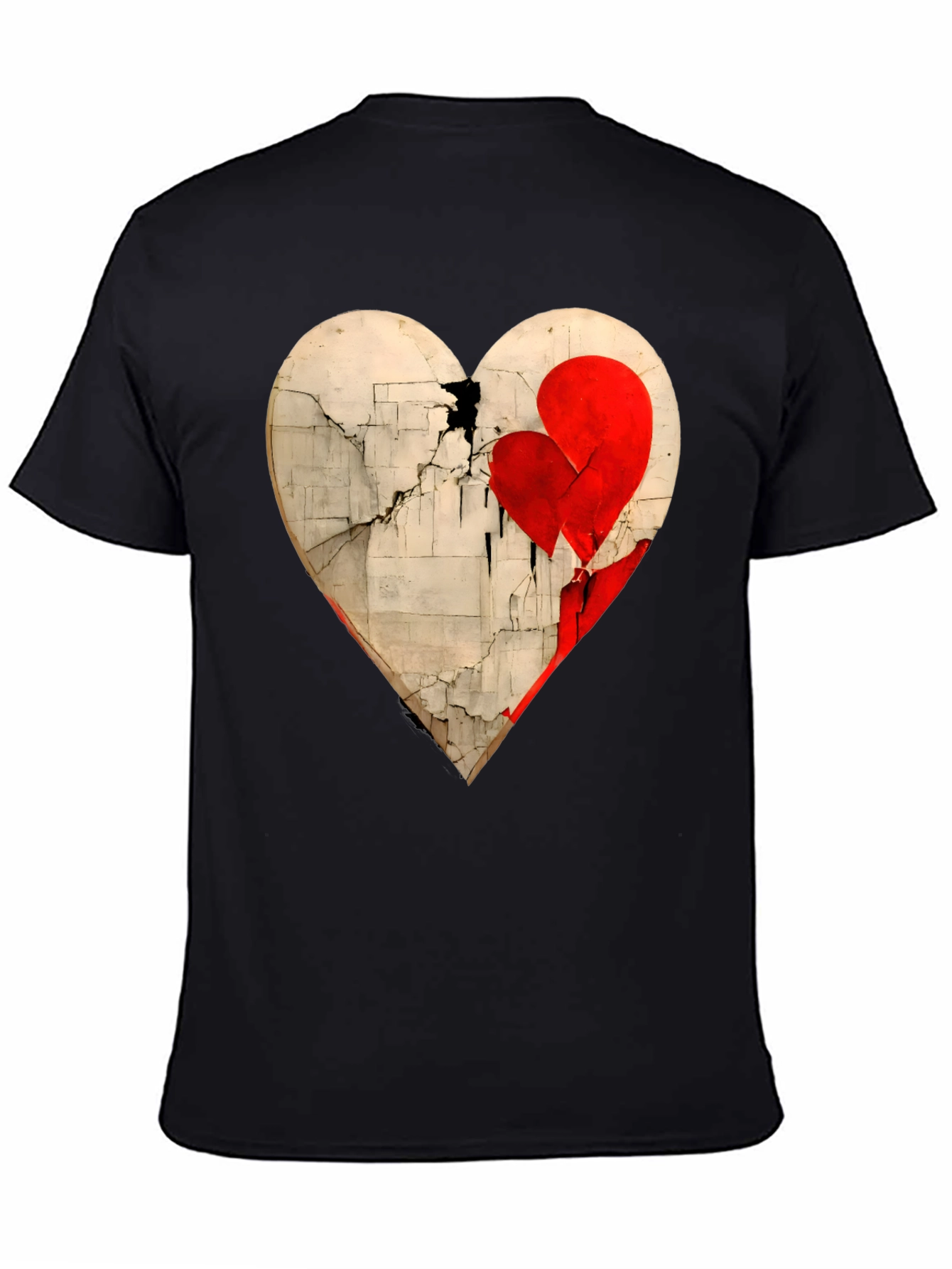 Black Heart Graphic Tee - Artistic Valentine's Day Shirt view 4