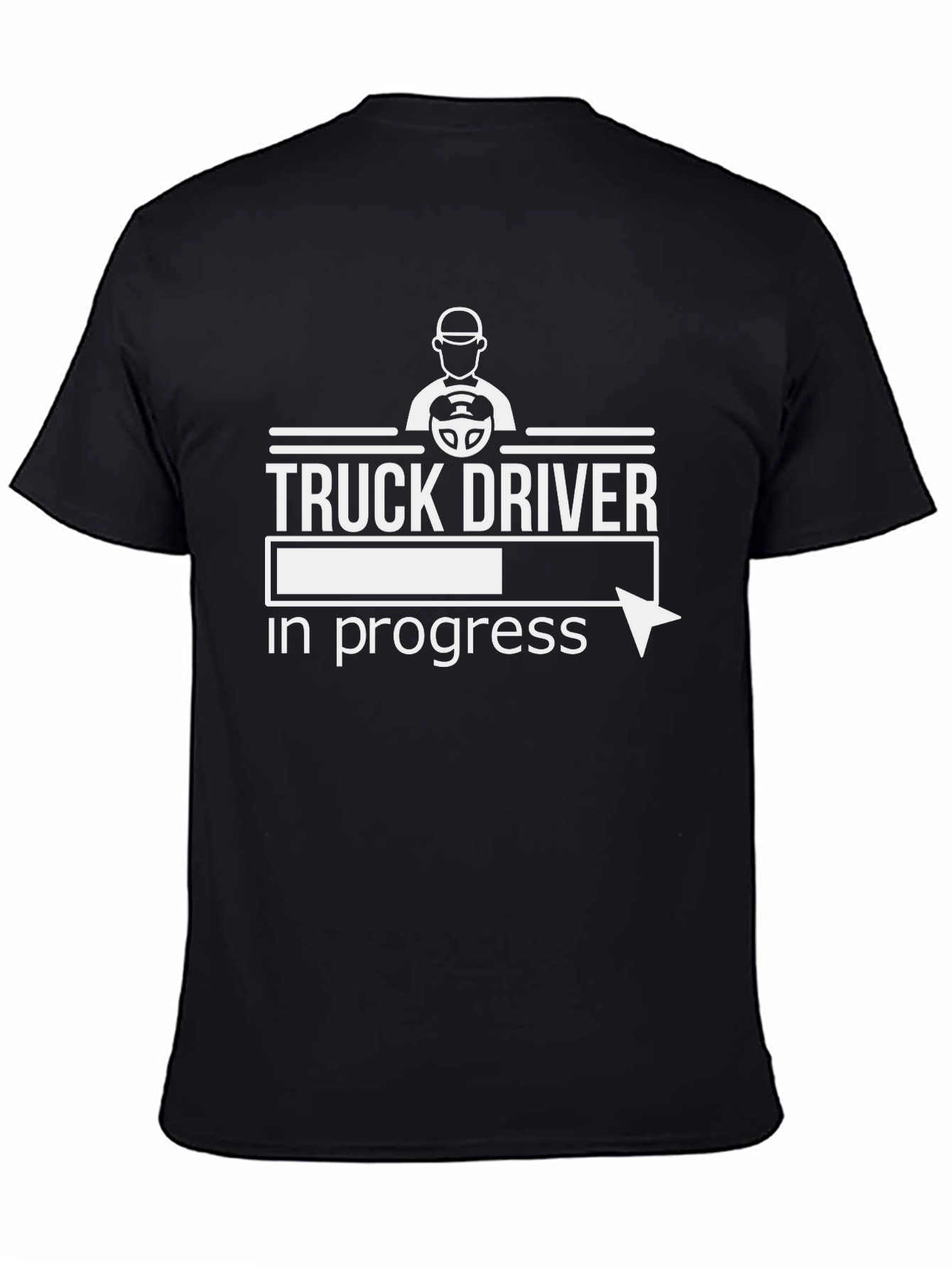 Black Truck Driver In Progress Funny T-Shirt view 4