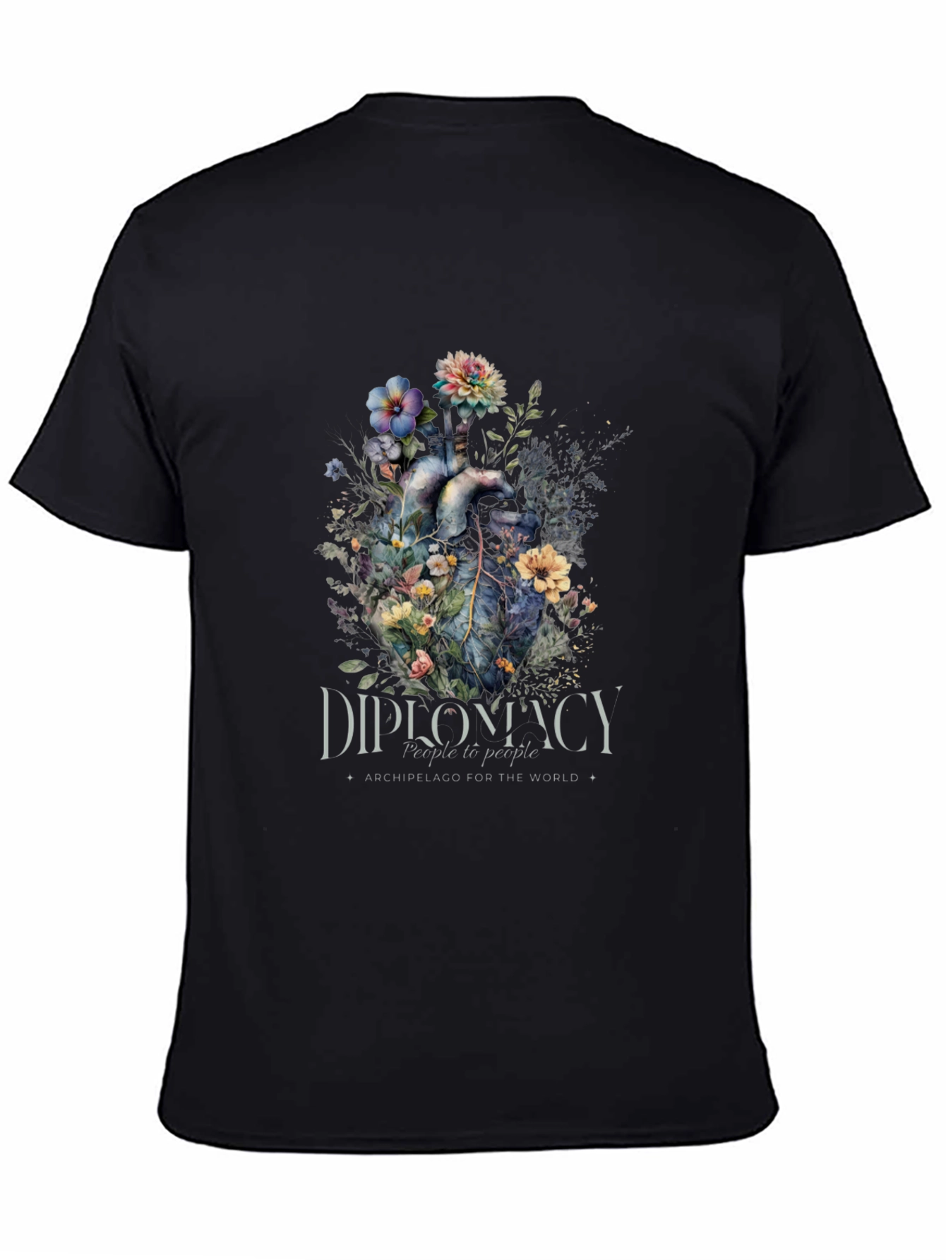 Black Floral Heart Diplomacy T-Shirt view 4