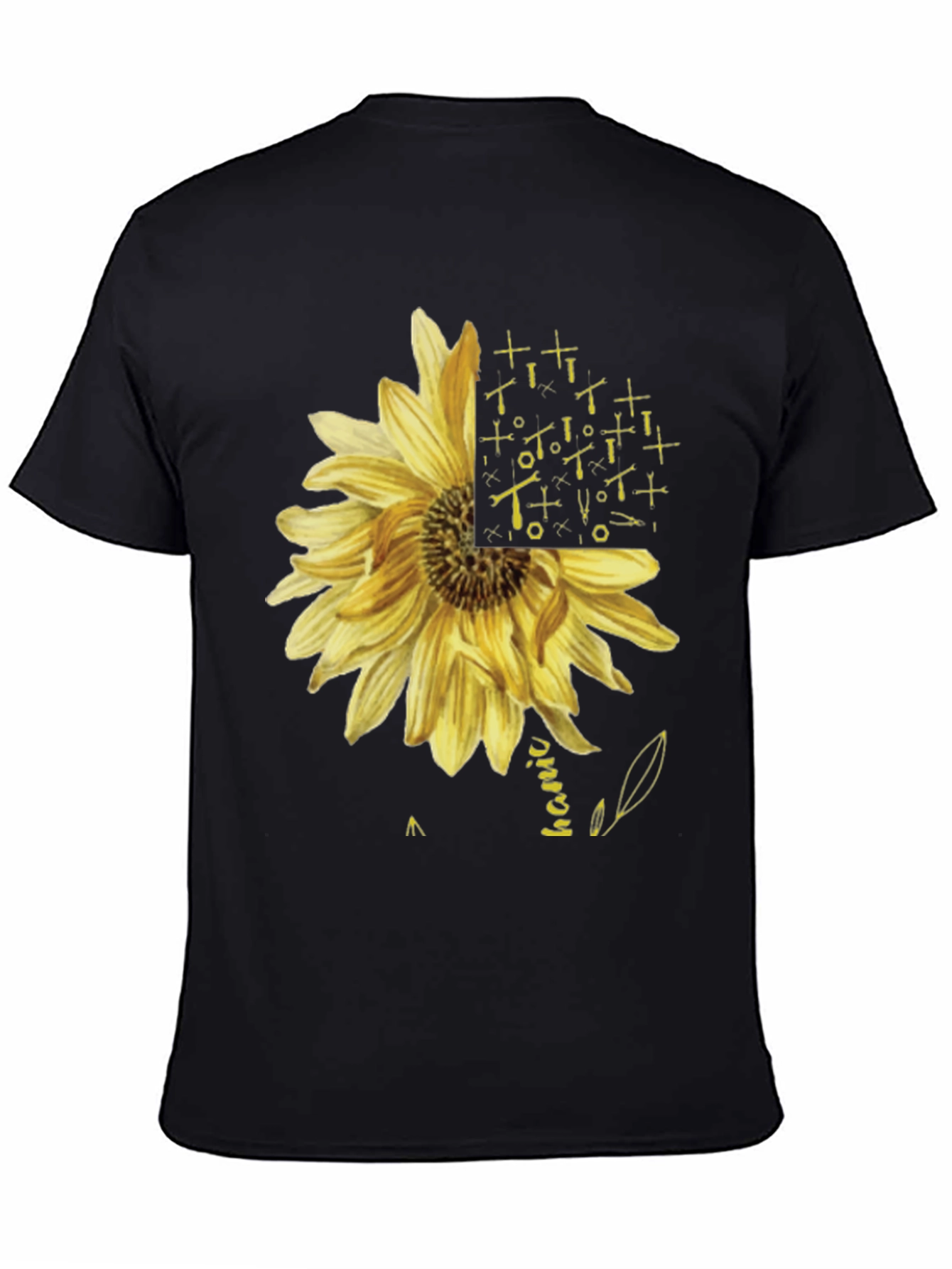 Black Mechanic Sunflower Graphic T-Shirt - Black view 4