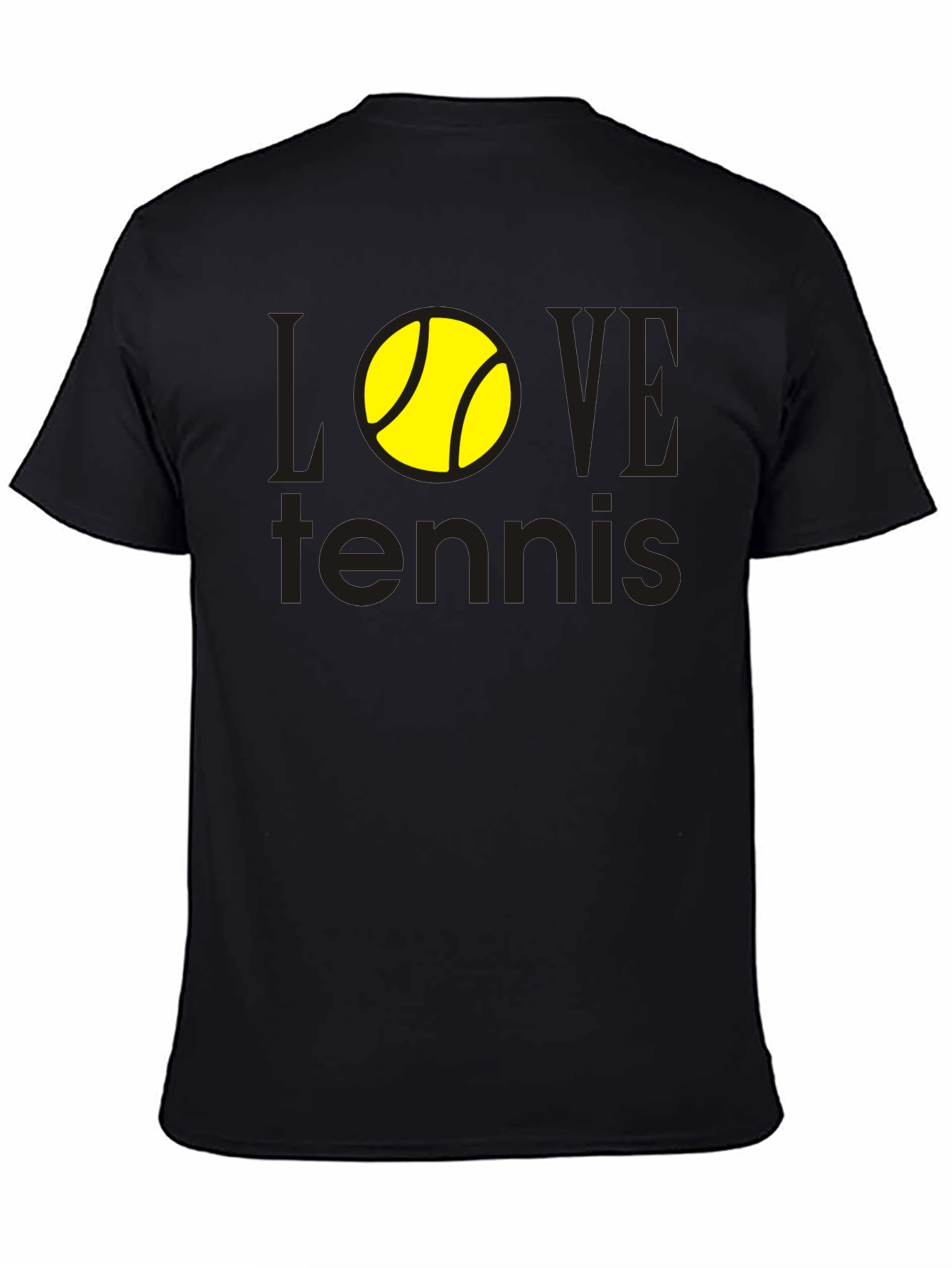 Black Love Tennis Graphic Tee - Black Cotton Shirt view 4