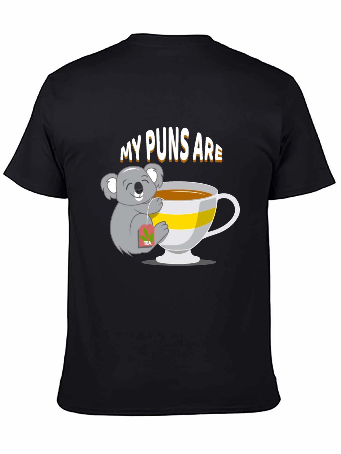 Black Koala Tea Puns T-Shirt view 4