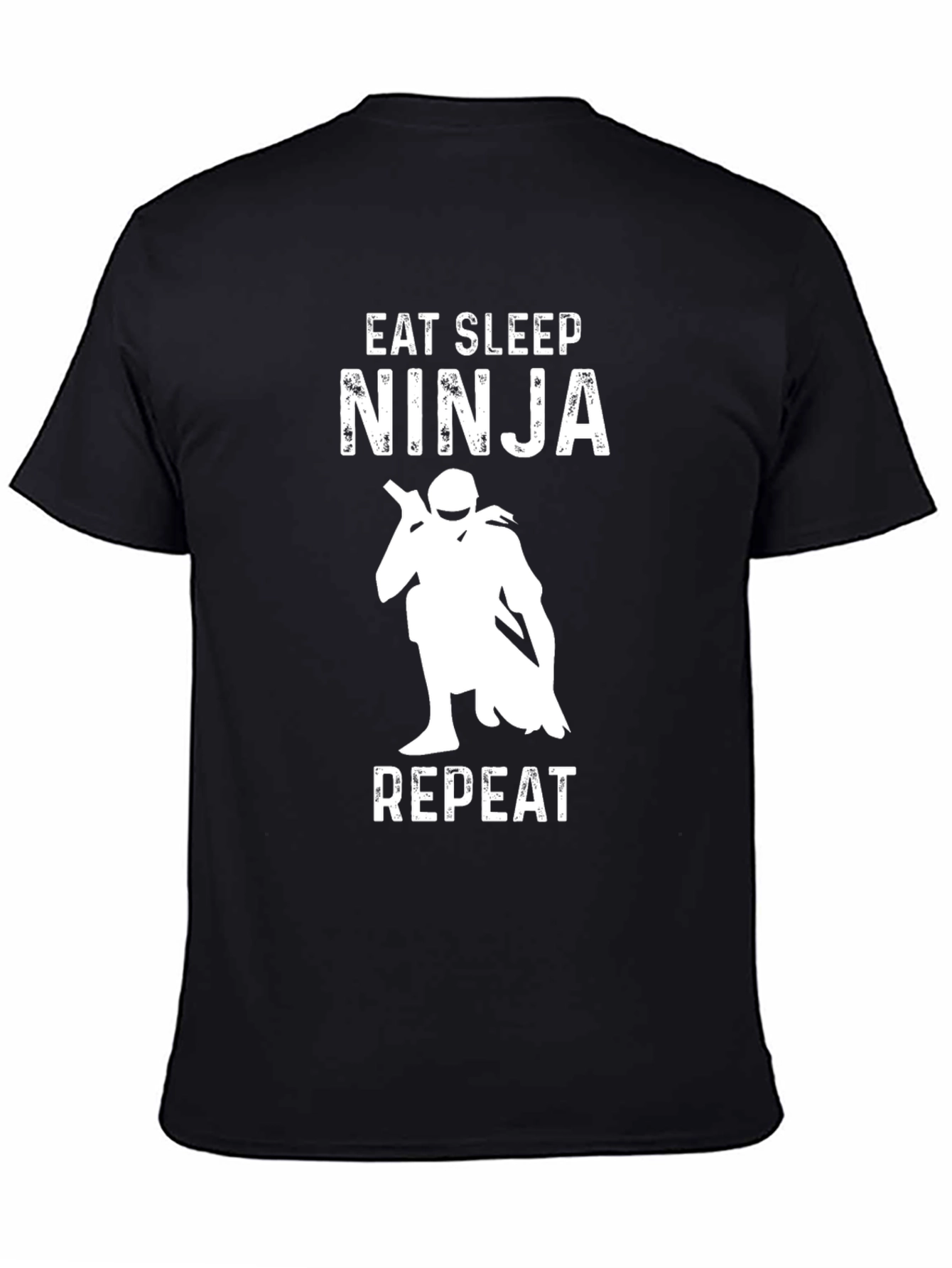 Black Eat Sleep Ninja Repeat Black T-Shirt view 4