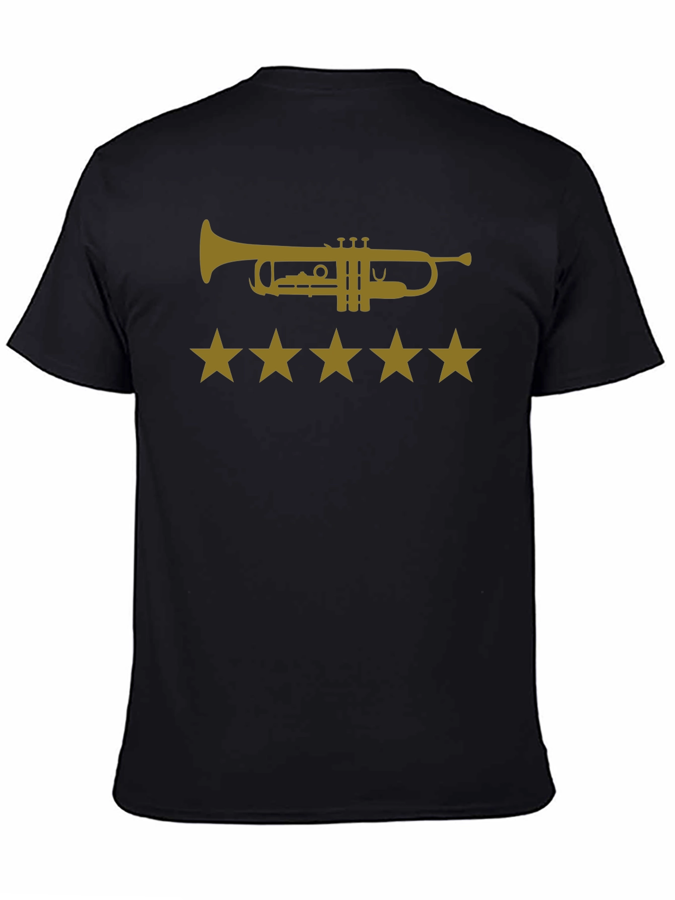 Black Trumpet & Stars Graphic Tee - Cool Music Shirt view 4