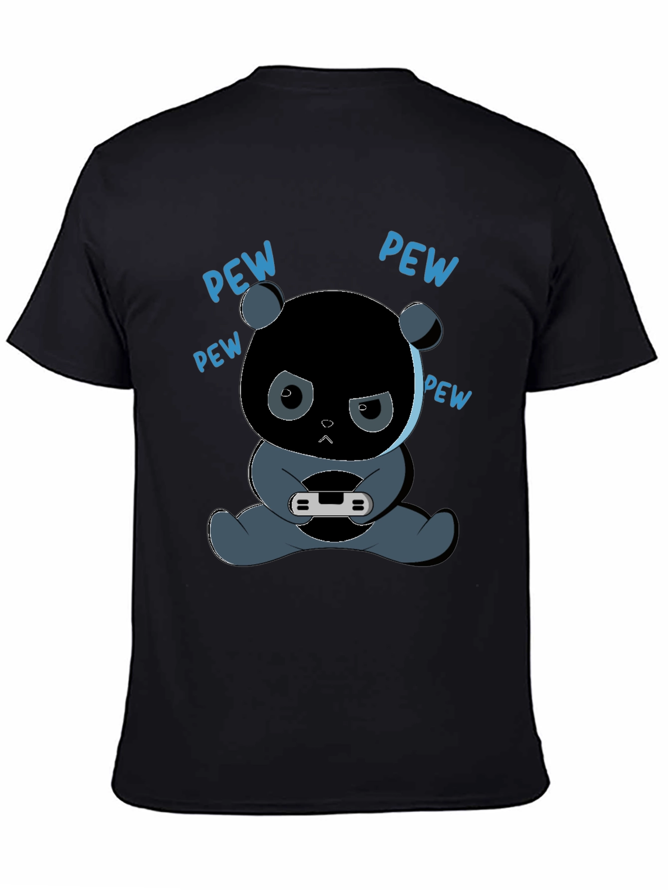 Black Gamer Panda T-Shirt - Pew Pew view 4