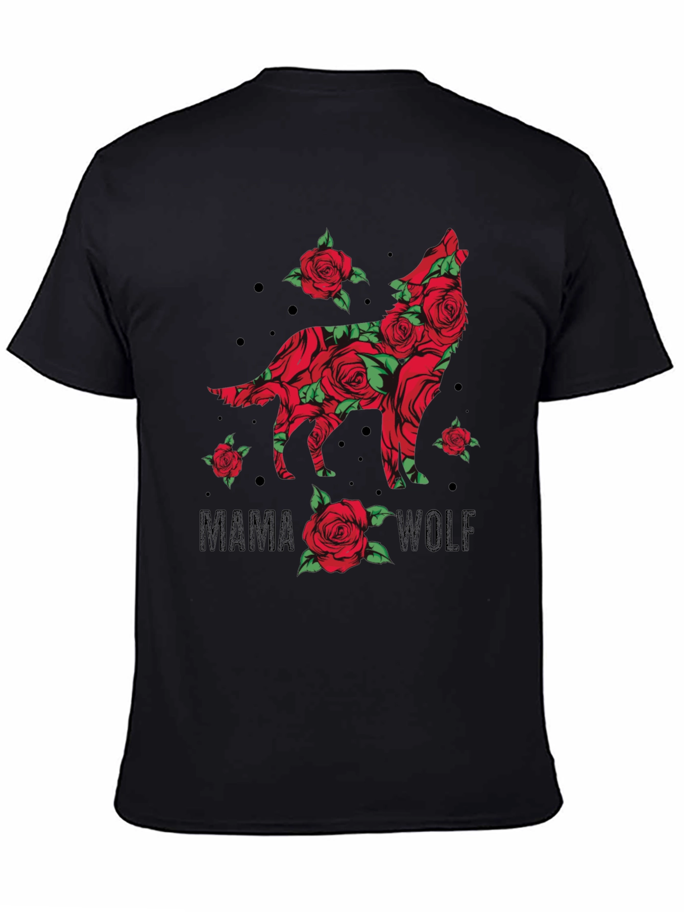 Black Mama Wolf Rose Graphic T-Shirt view 4