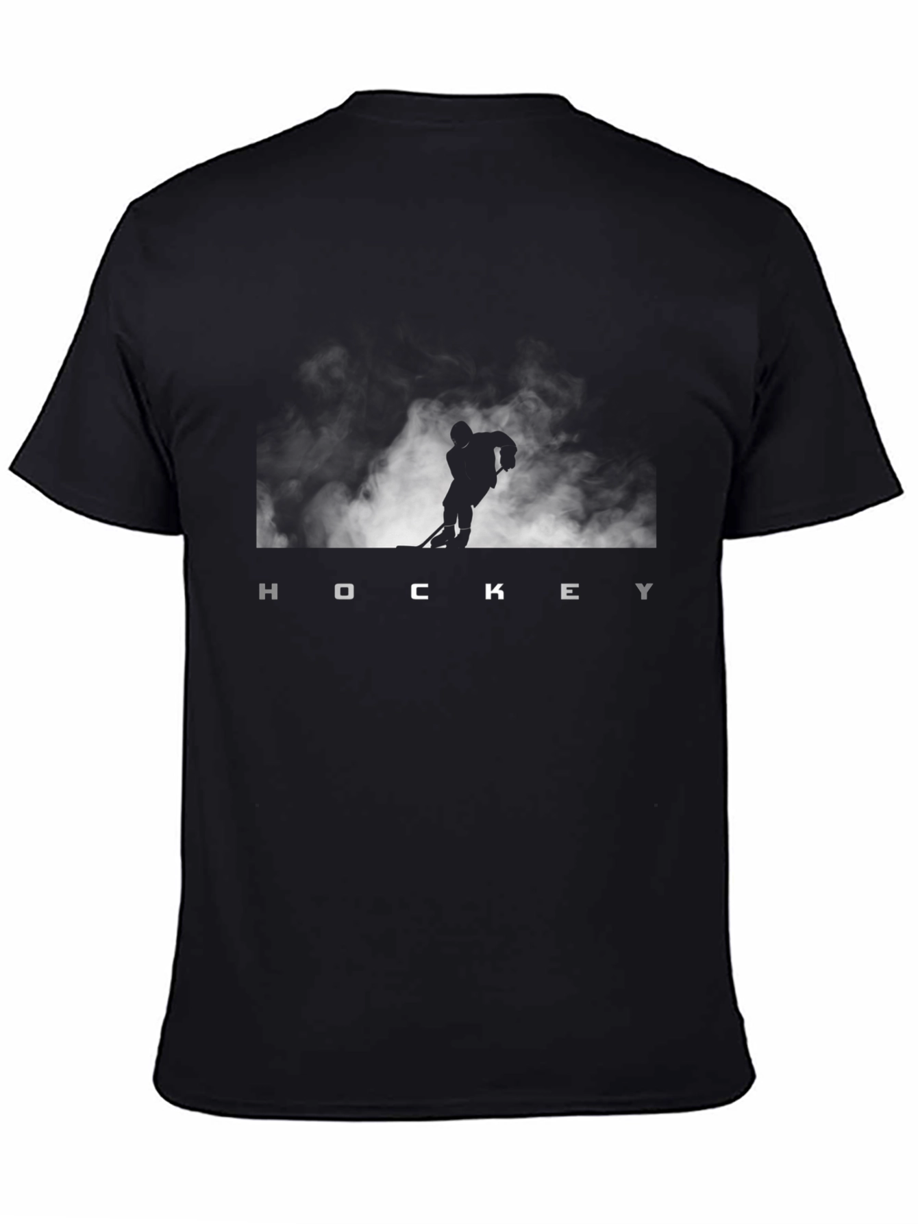 Black Hockey Player Graphic T-Shirt - Black Cotton Tee view 4