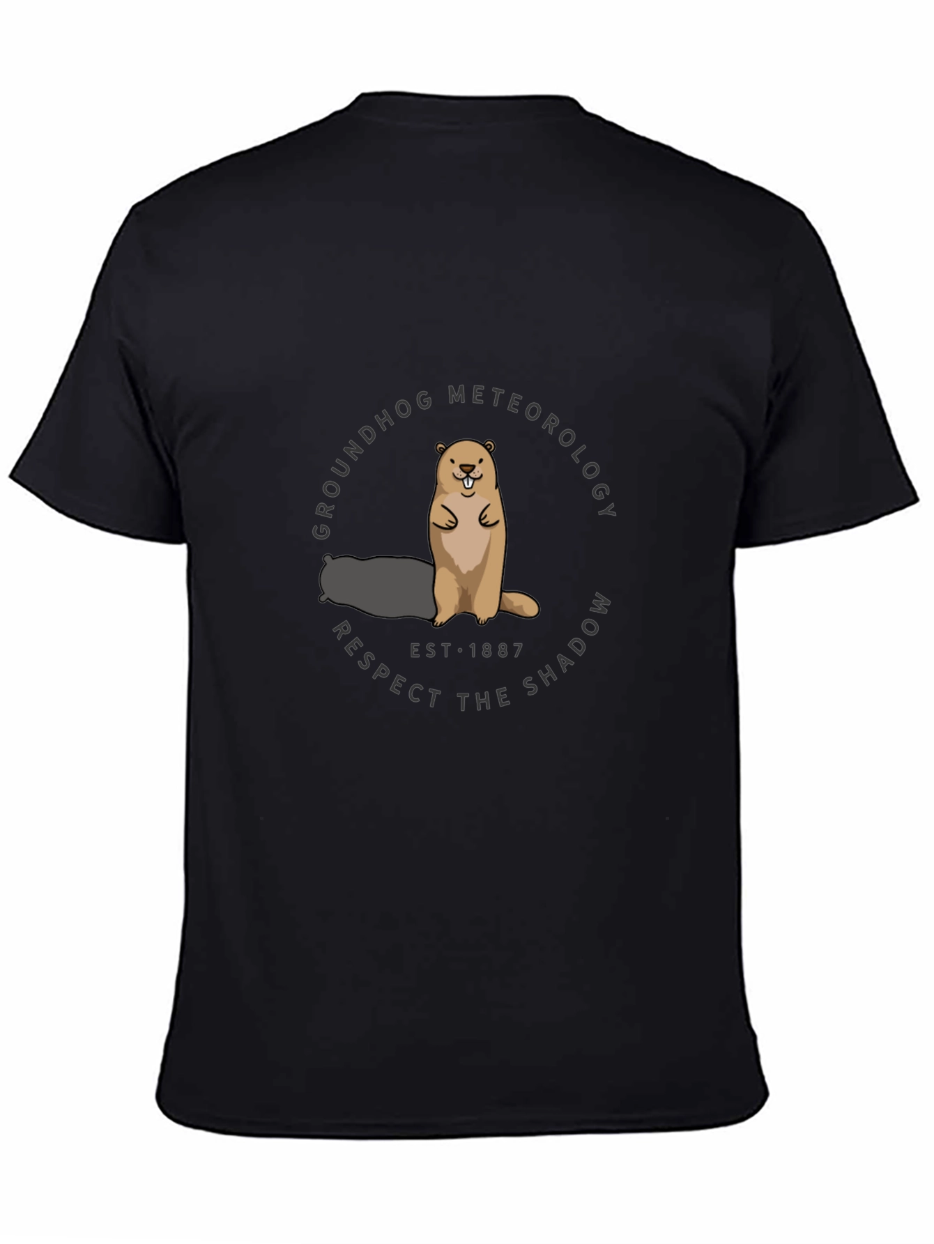 Black Groundhog Meteorology T-Shirt view 4