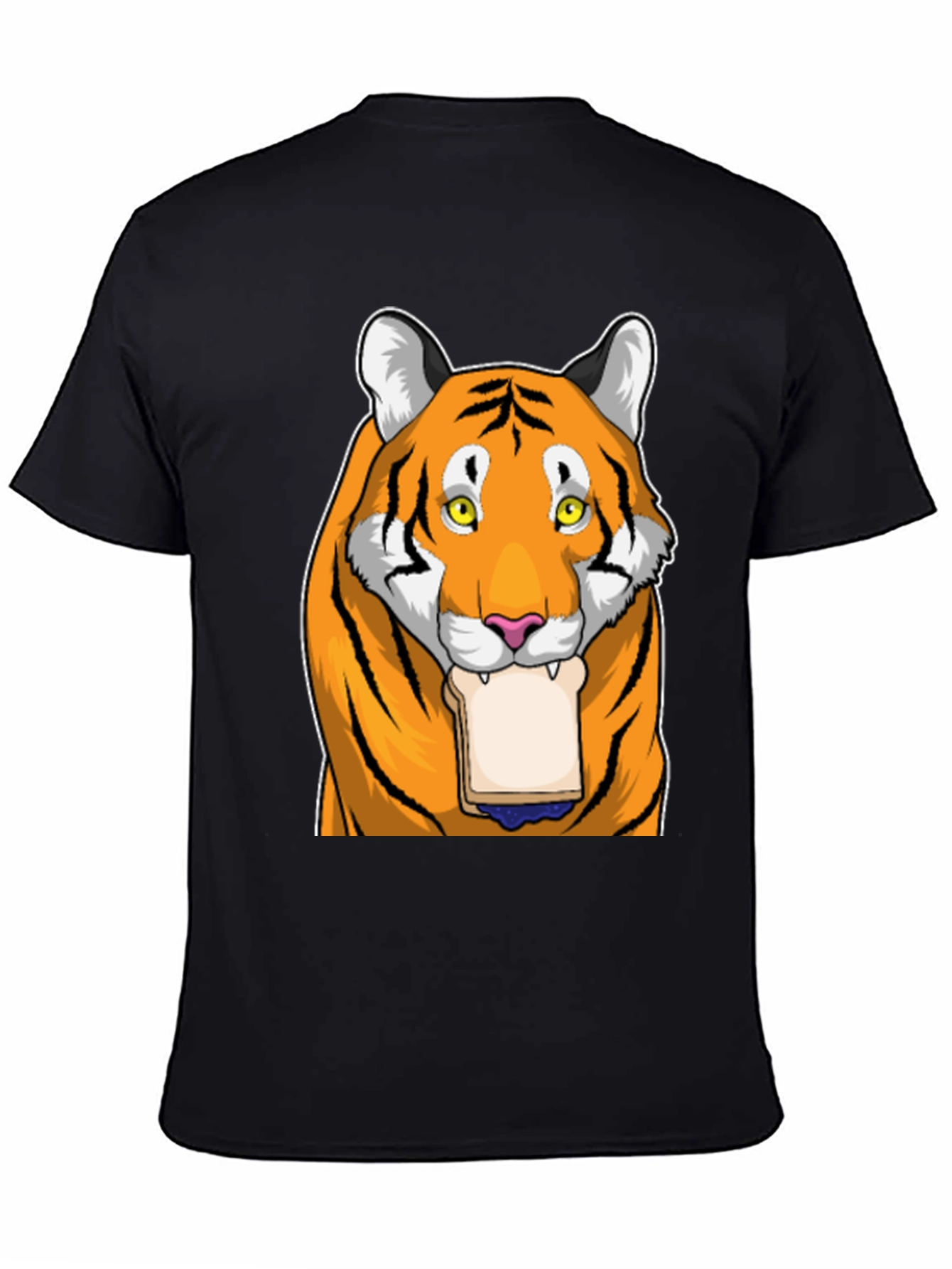 Black Tiger Eating Bread T-Shirt view 4