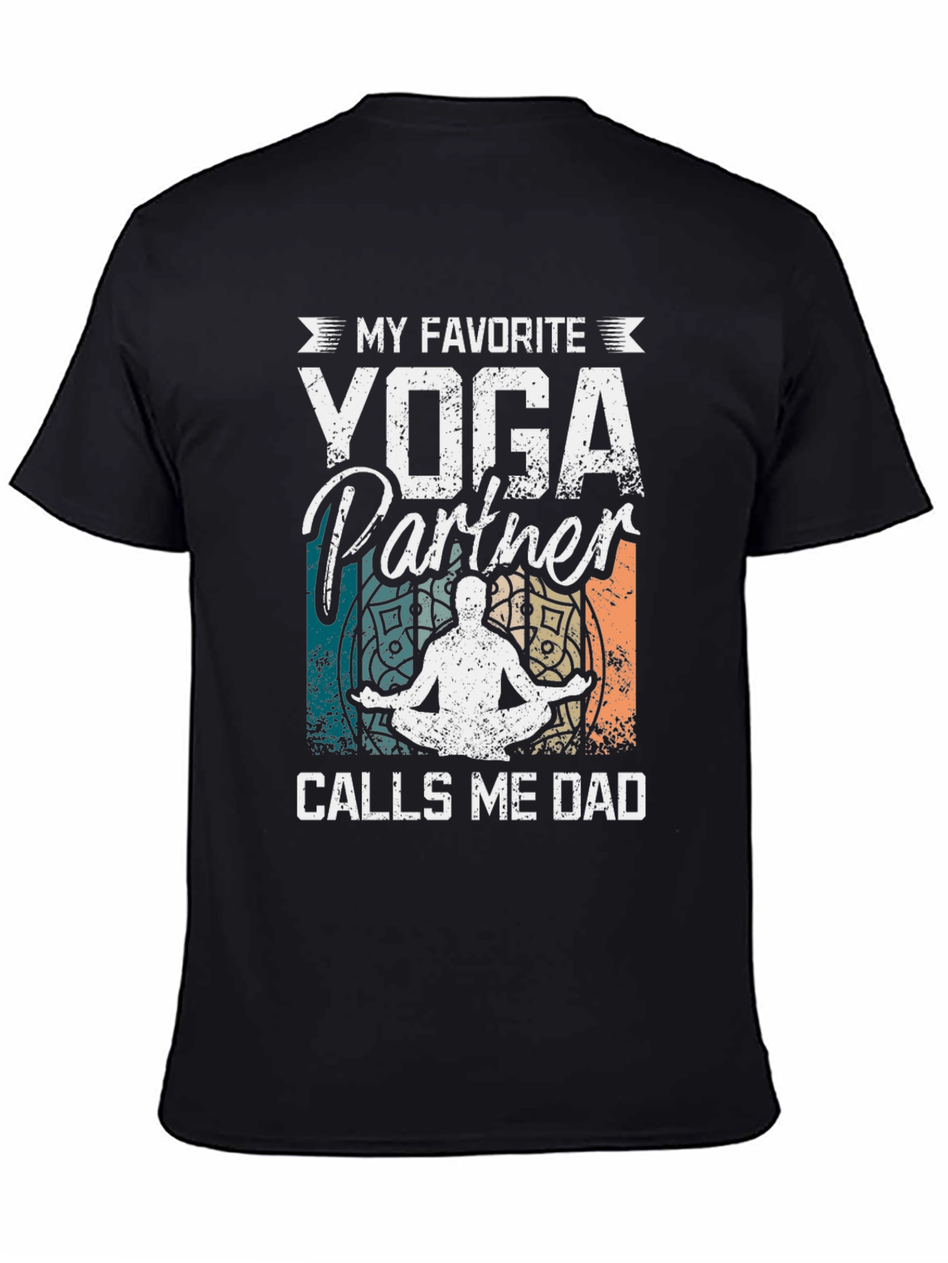 Black Yoga Partner Dad T-Shirt view 4