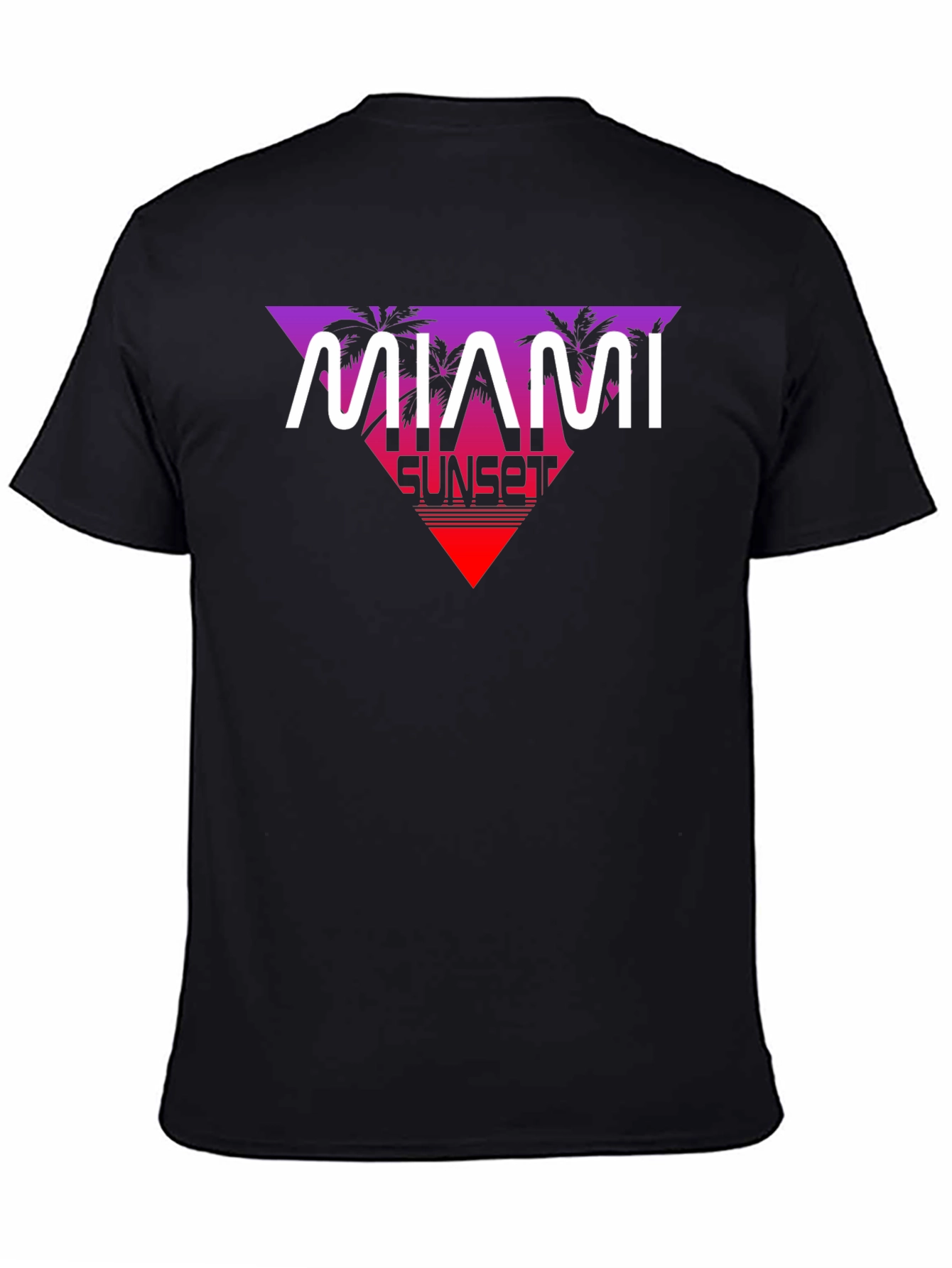Black Miami Sunset Retro T-Shirt view 4