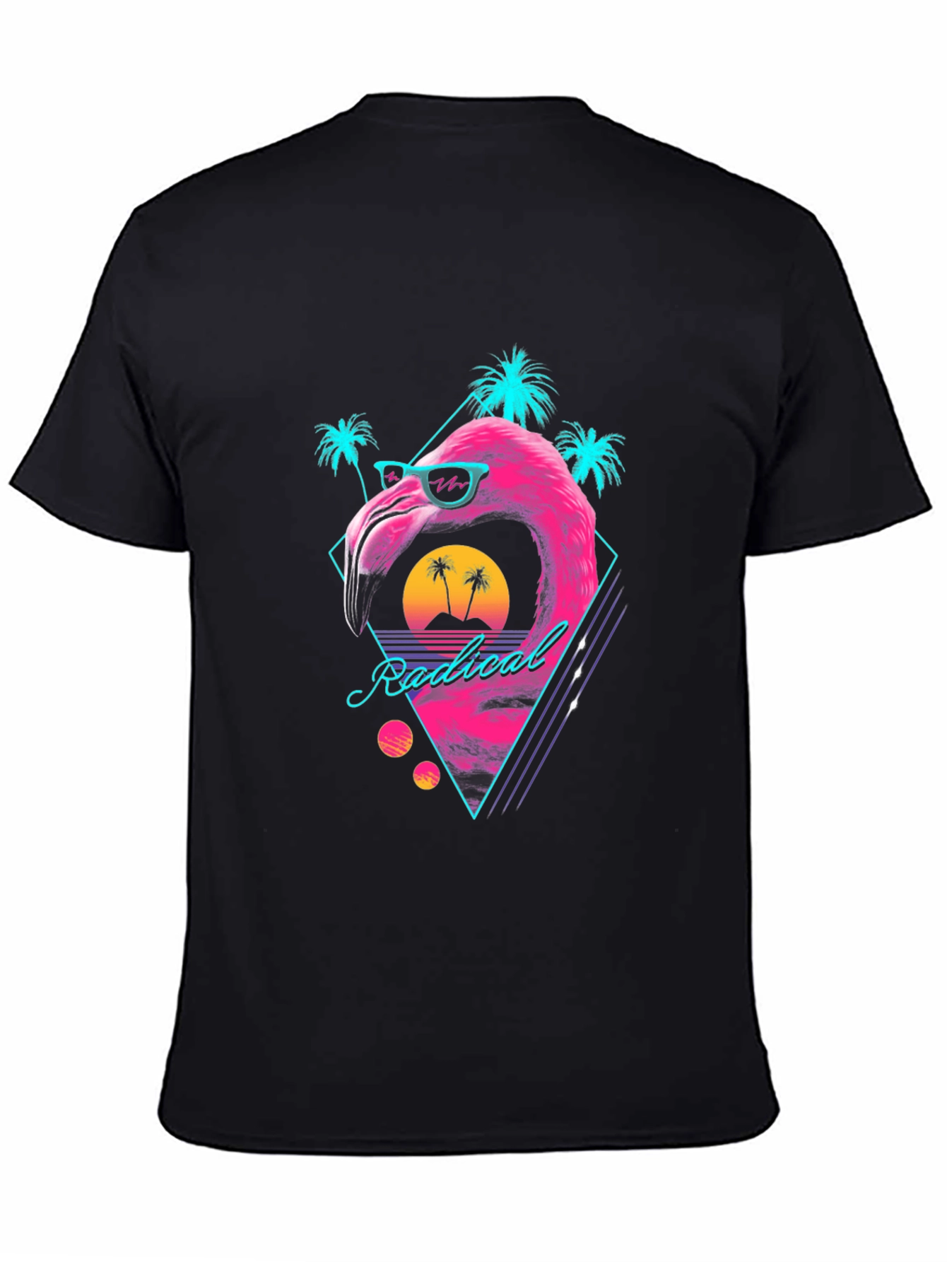 Black Radical Flamingo T-Shirt - Retro Summer Vibes view 4