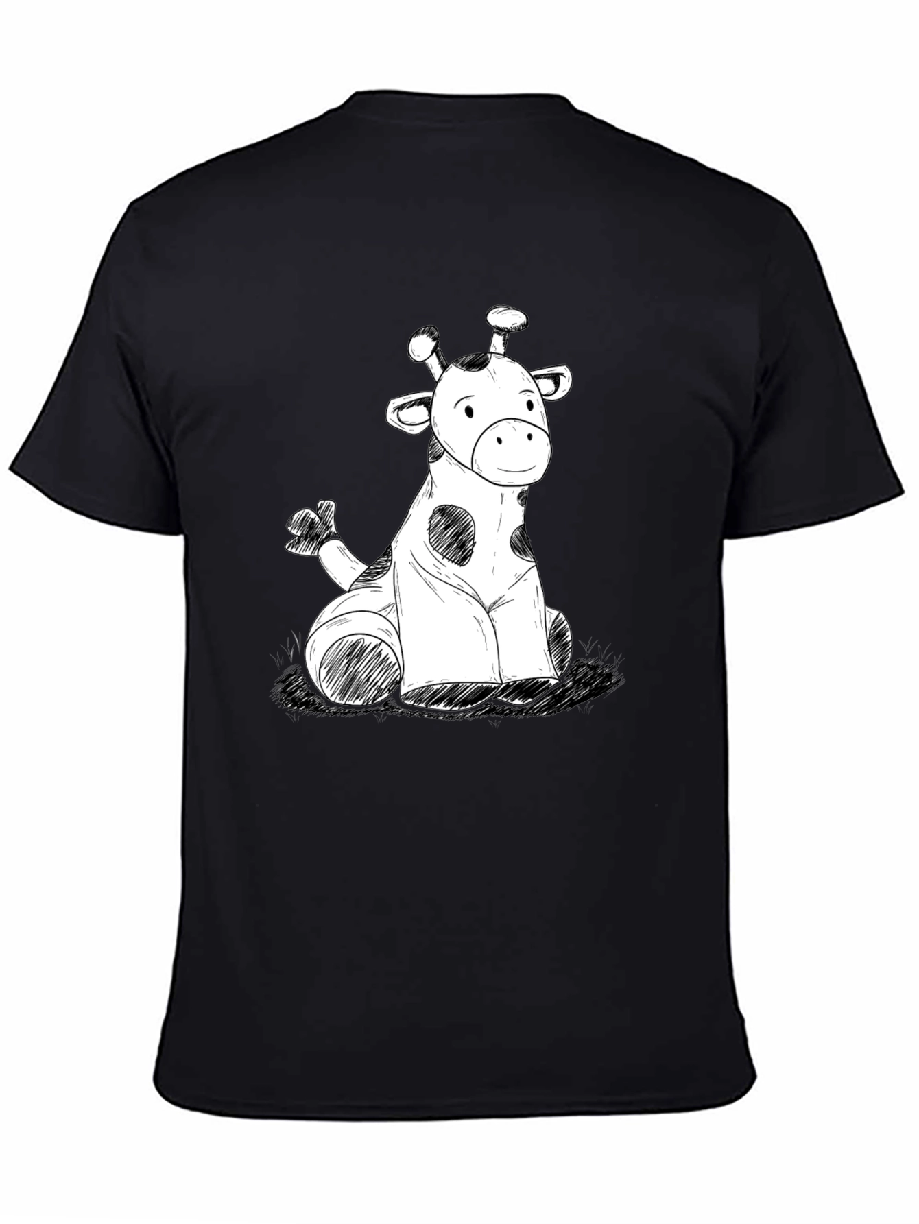 Black Giraffe Sketch Graphic Tee - Soft Cotton Comfort view 4