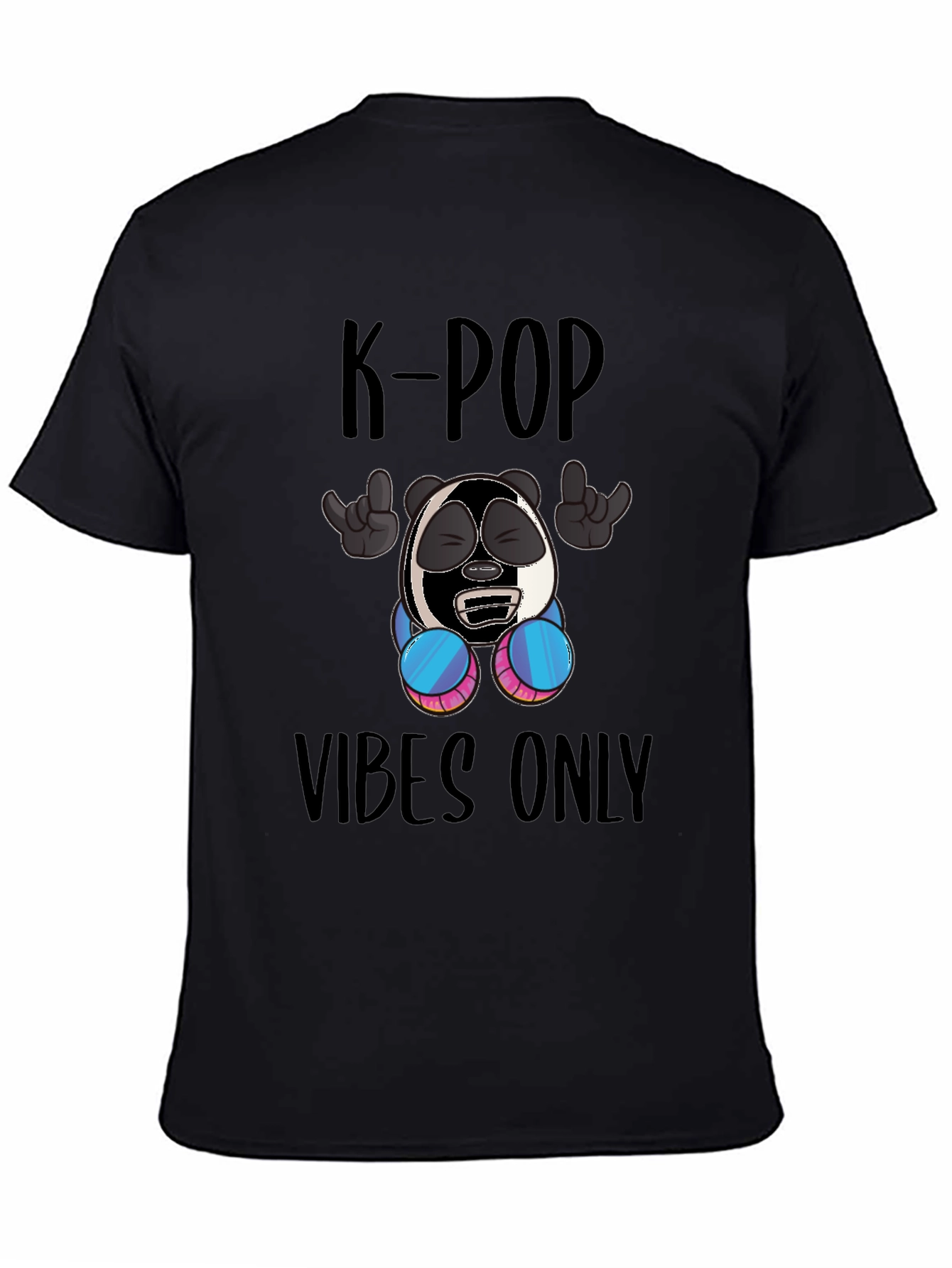 Black K-Pop Vibes Only Graphic Tee - Fun Style view 4