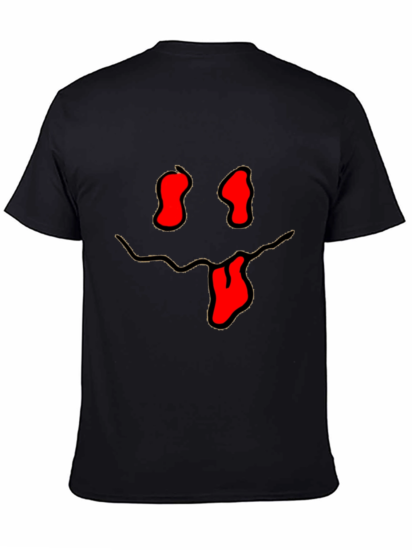 Black Funny Face Graphic Tee - Black Cotton T-Shirt view 4