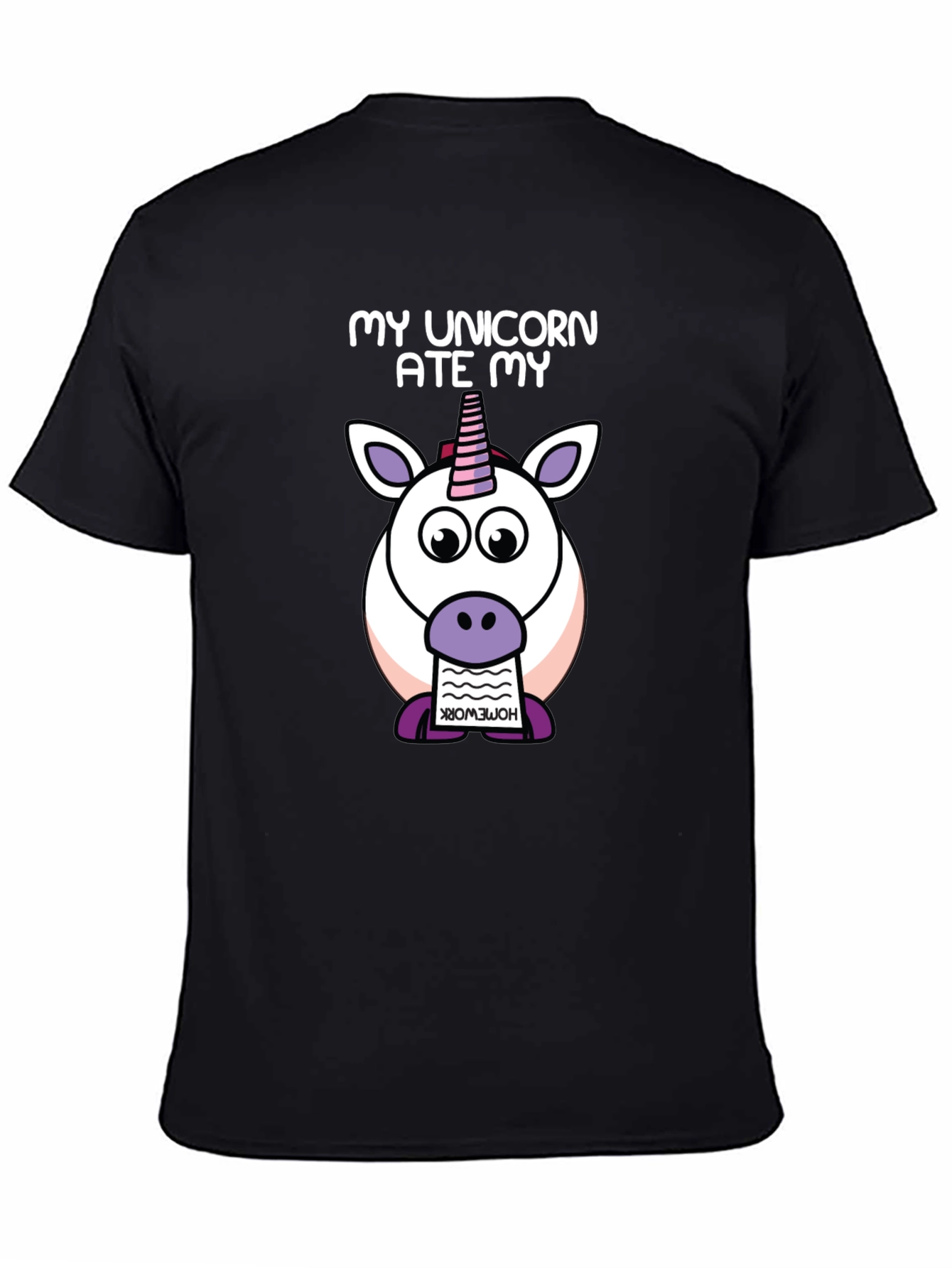 Black Unicorn Ate My Homework Graphic Tee - Black view 4
