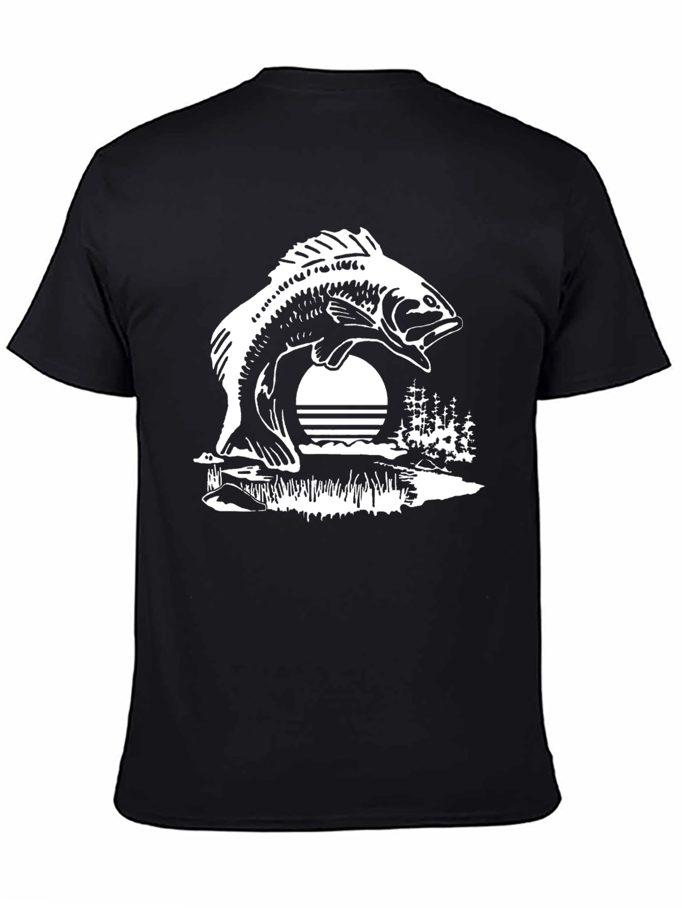 Black Fishing Sunset Graphic Tee - Black Cotton Blend view 4