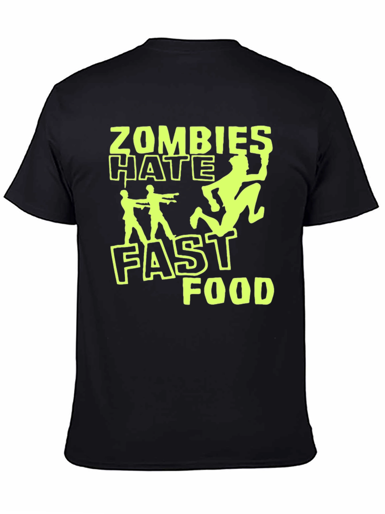 Black Zombies Hate Fast Food Graphic T-Shirt - Black view 4