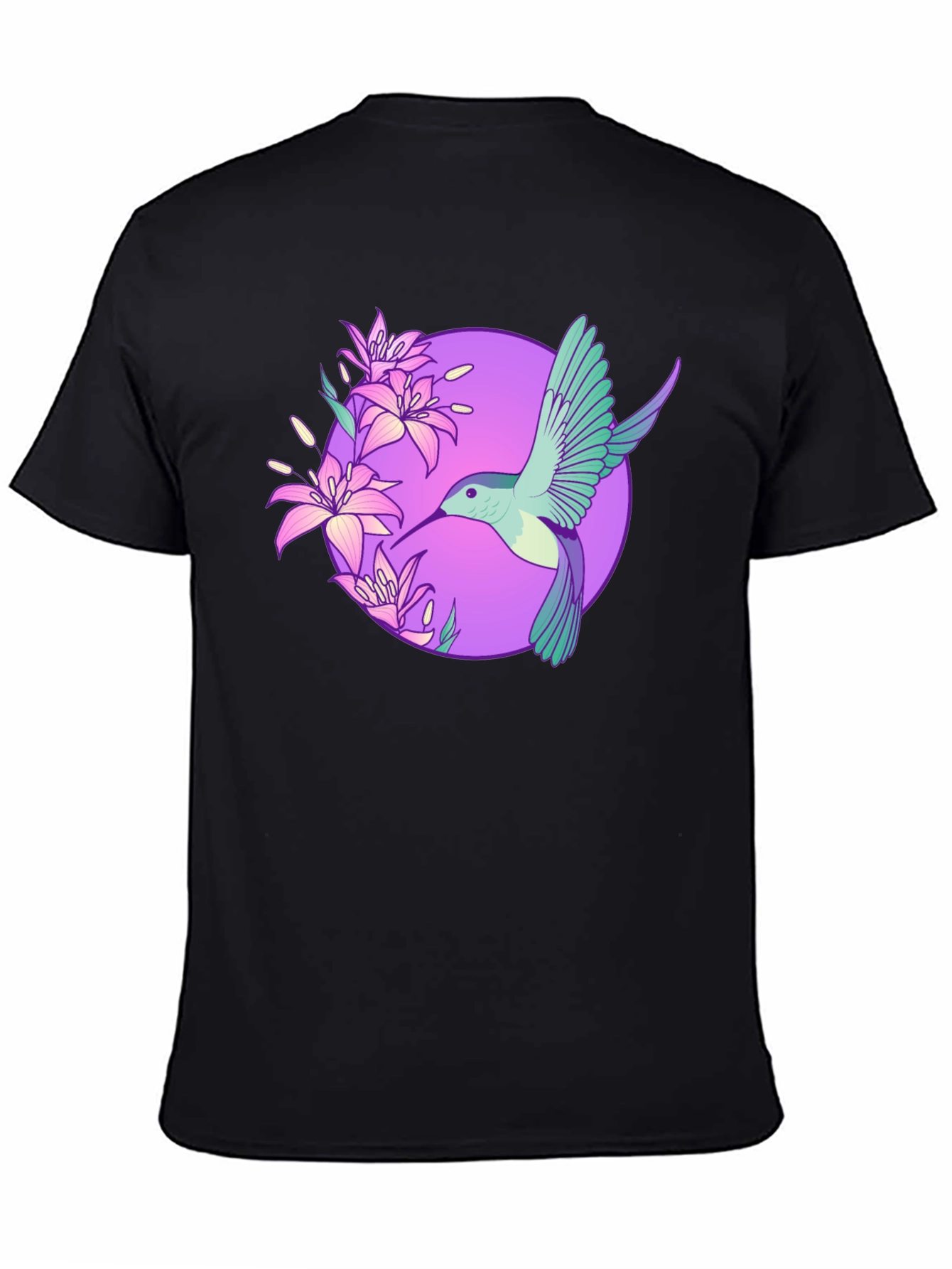 Black Hummingbird Floral T-Shirt - Black view 4