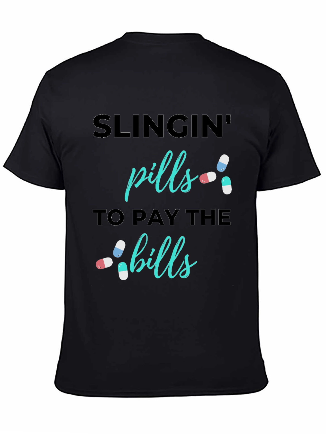 Black Slingin' Pills Graphic Tee - Funny Medical Humor T-Shirt view 4
